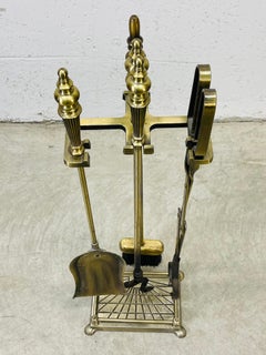 1970s Brass Fireplace Tool Set