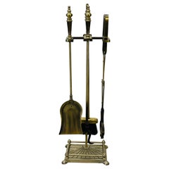 1970s Brass Fireplace Tool Set