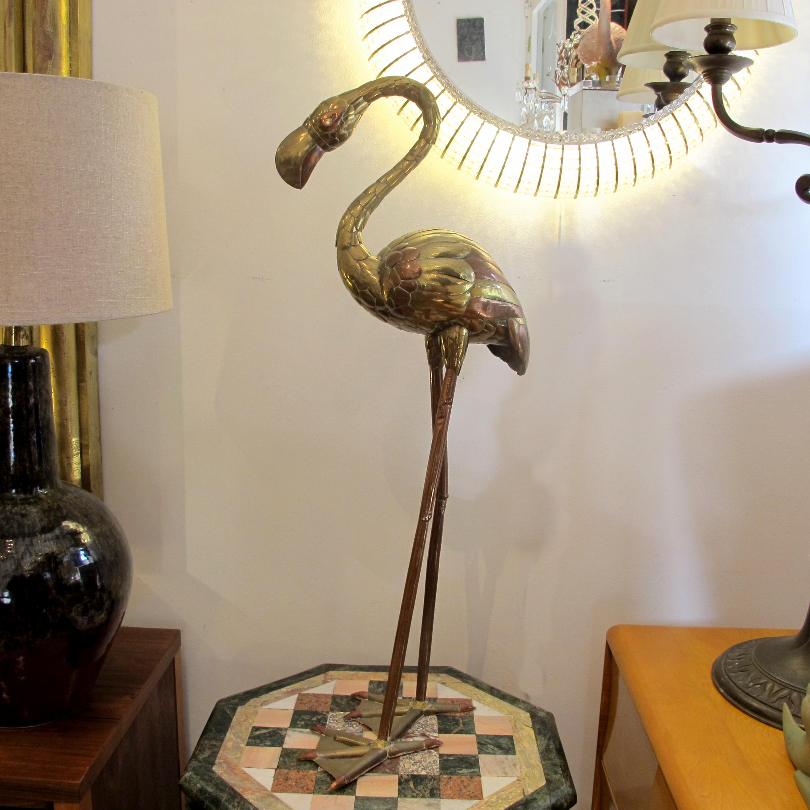 Flamingo-Skulptur aus Messing von Sergio Bustamante, Mexiko, 1970er Jahre im Angebot 4