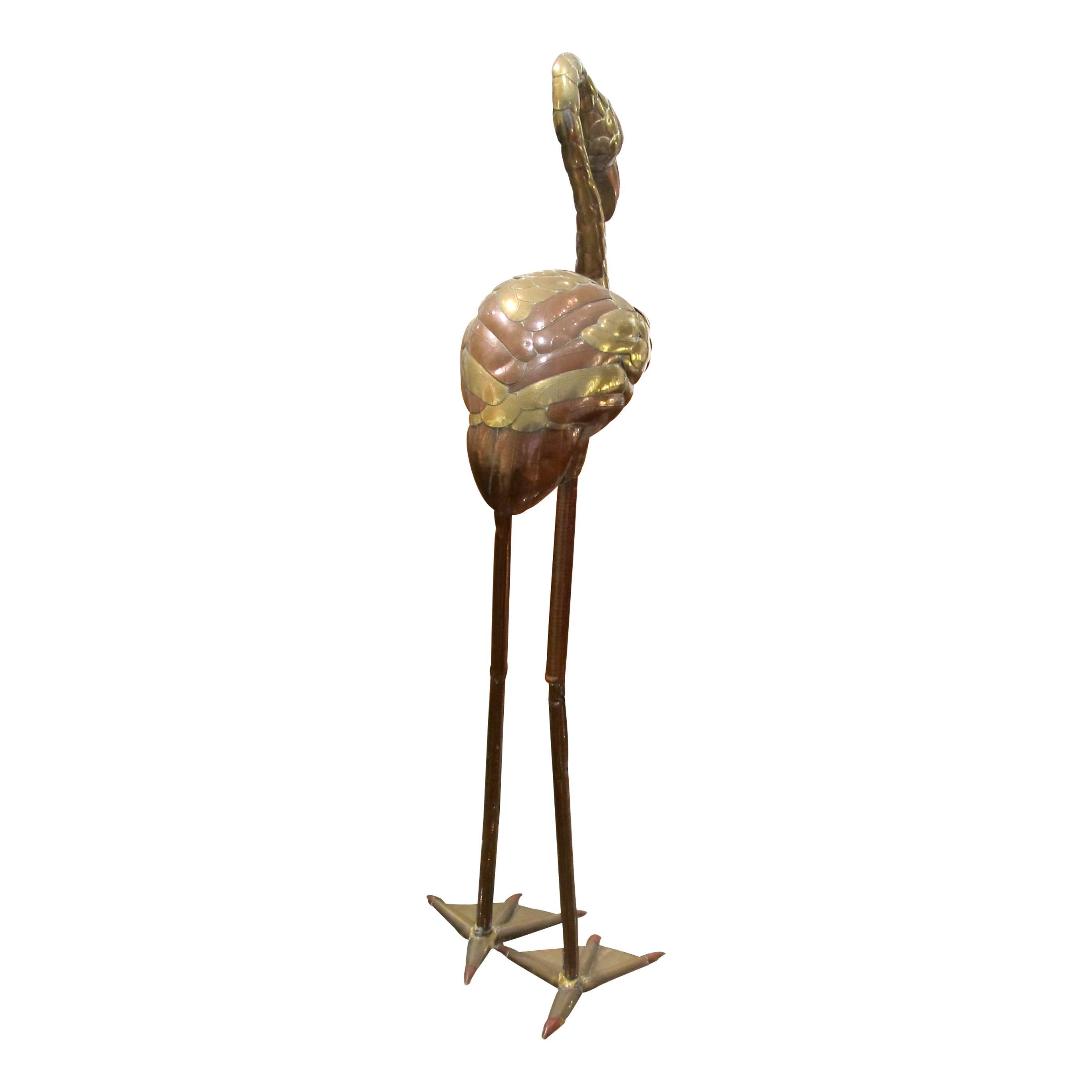 Flamingo-Skulptur aus Messing von Sergio Bustamante, Mexiko, 1970er Jahre (Mexikanisch) im Angebot