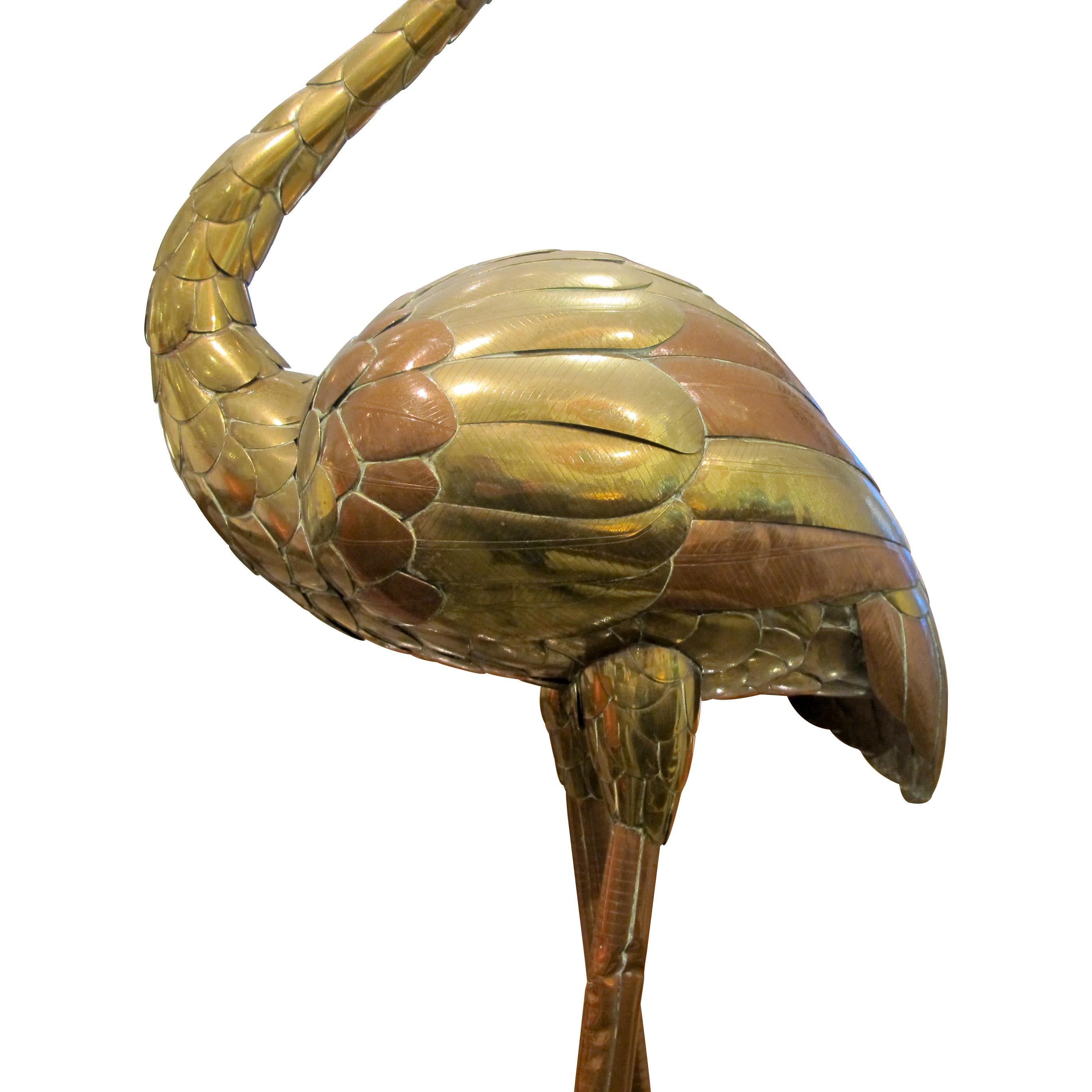 Flamingo-Skulptur aus Messing von Sergio Bustamante, Mexiko, 1970er Jahre im Zustand „Gut“ im Angebot in London, GB