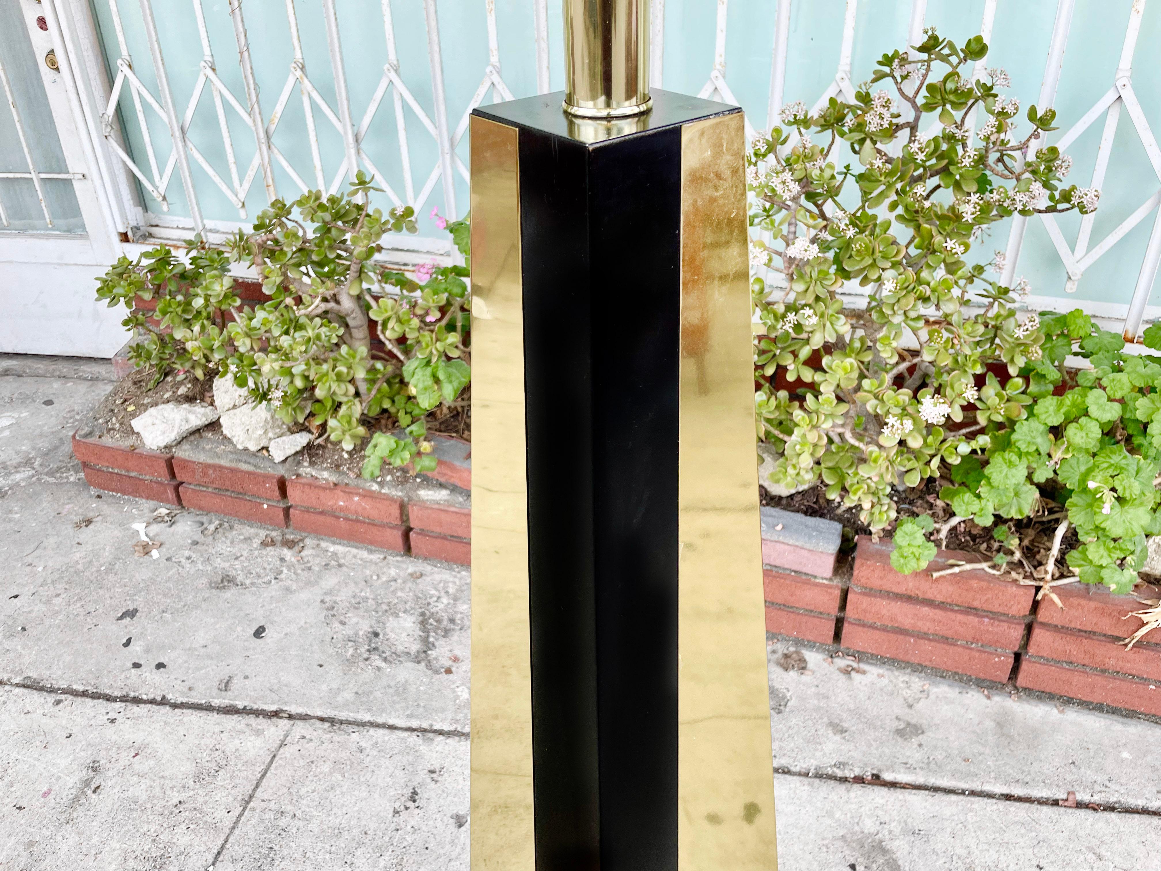 American 1970s Brass Floor Lamp Styled After Paul Evans For Sale
