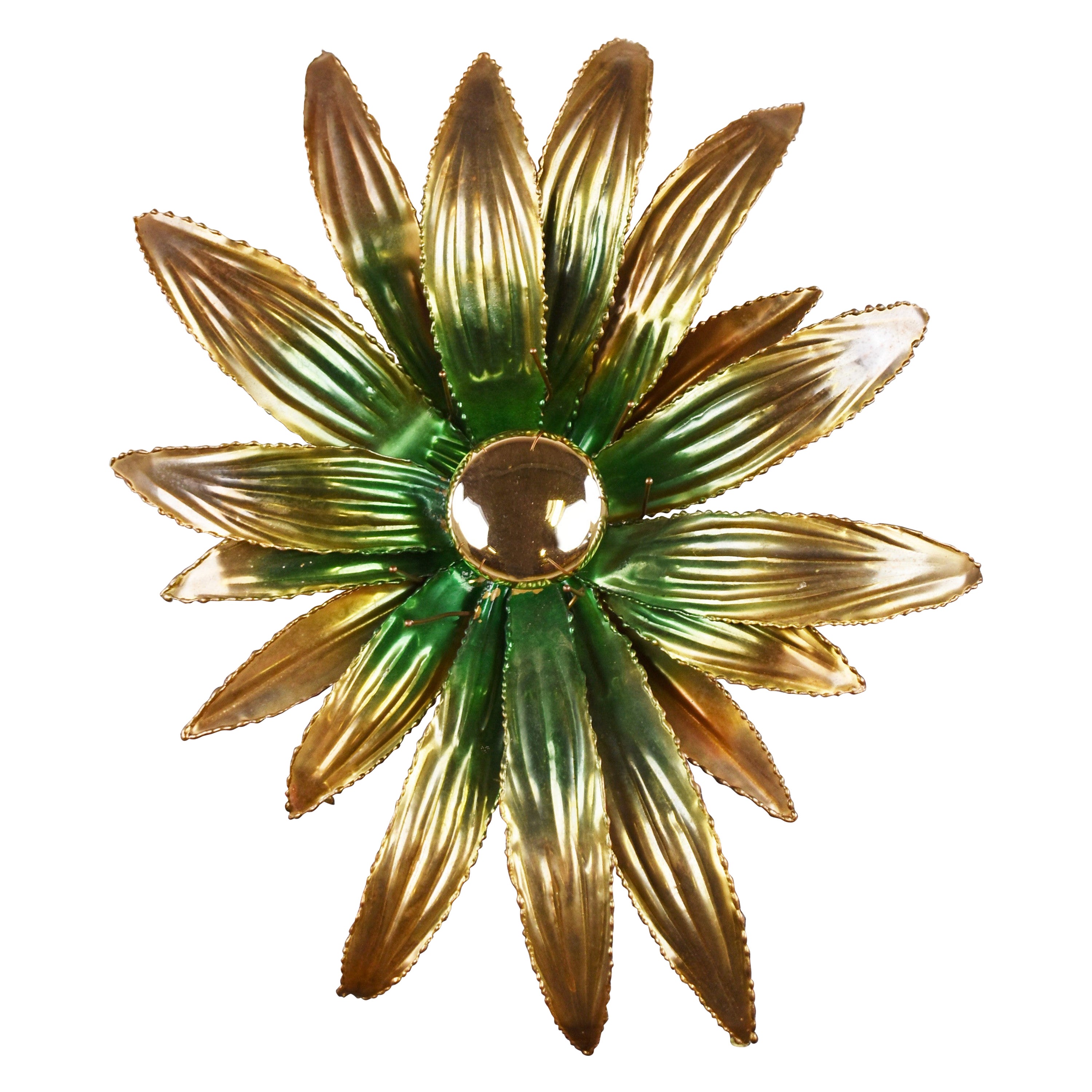 Lampada da parete a fiori in ottone anni '70 della Maison Jansen in vendita