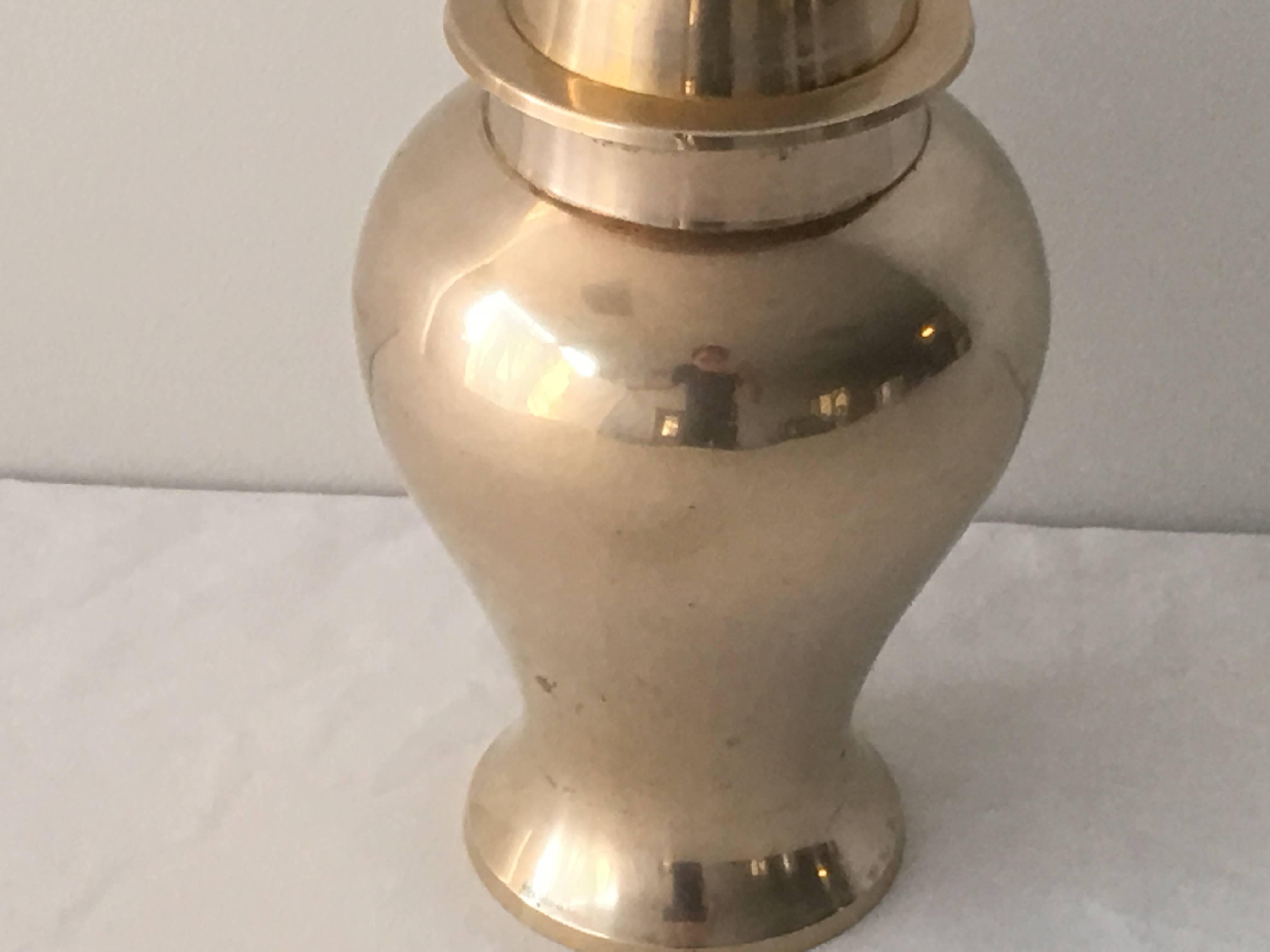 Polished 1970s Brass Ginger Jar Urn For Sale