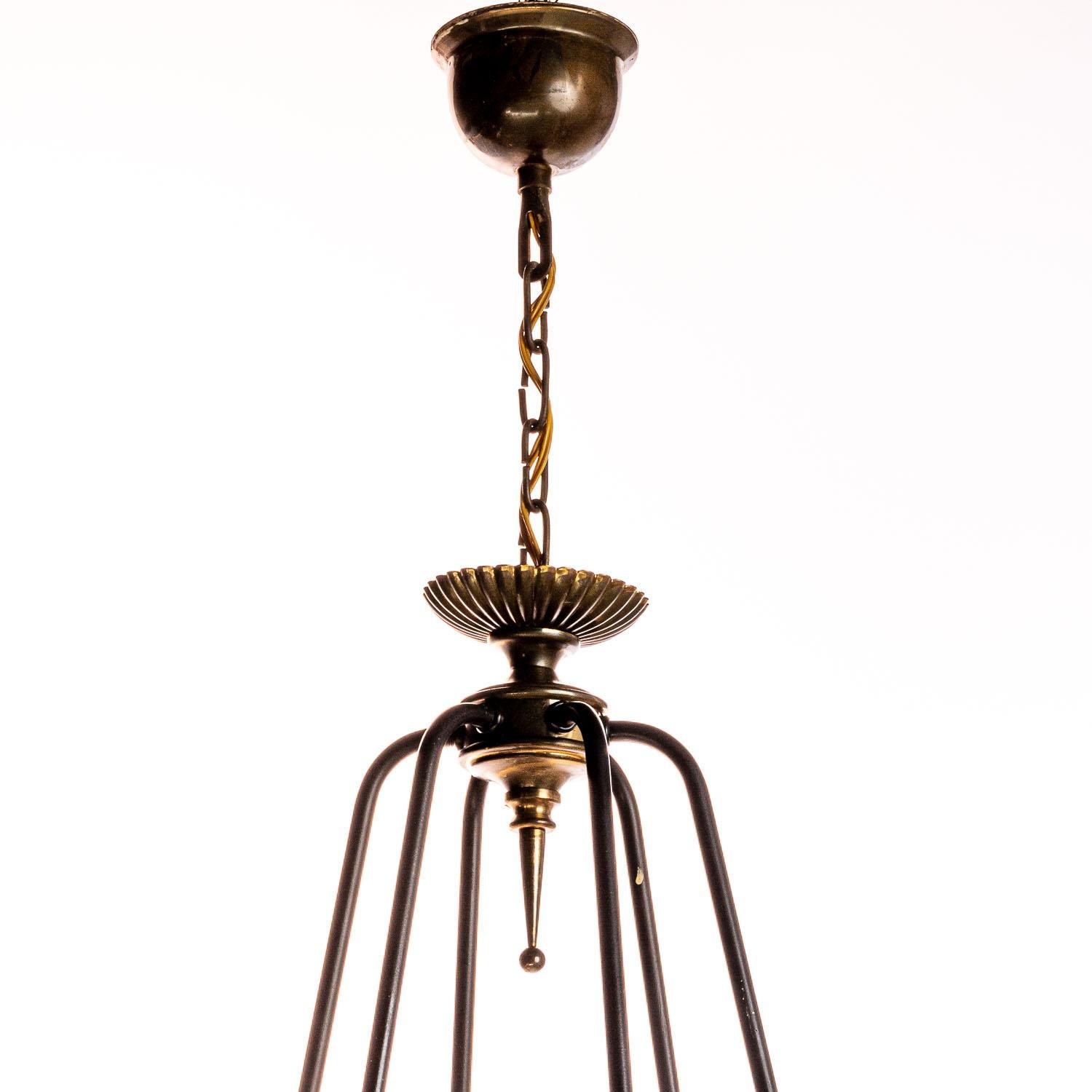 1970's Brass, Glass and Iron Chandelier by Sciolari For Sale 5