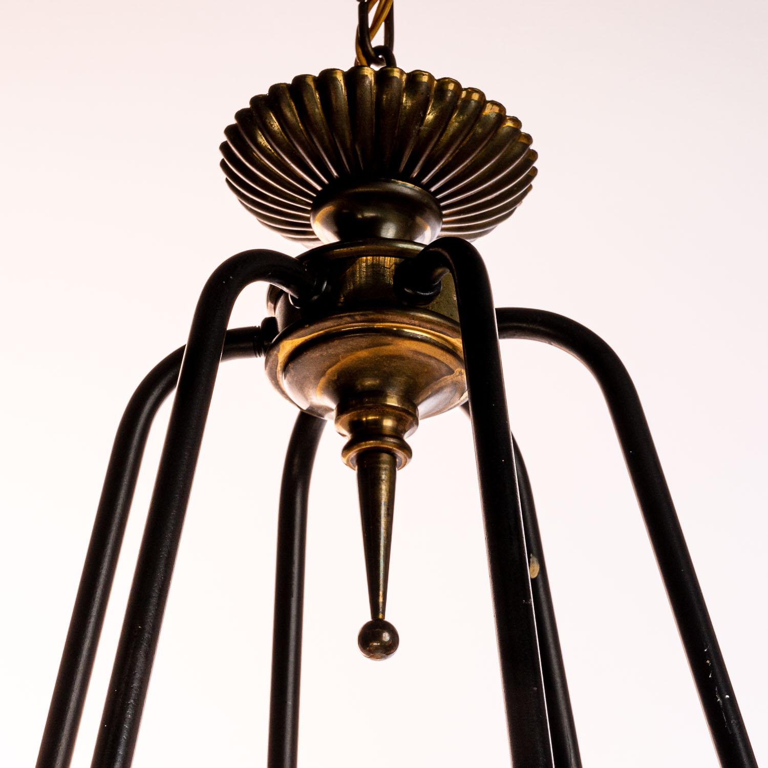 1970's Brass, Glass and Iron Chandelier by Sciolari For Sale 4