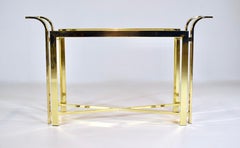 Mesa consola de latón y cristal de los años 70, de Milo Baughman. Atribuida a DIA