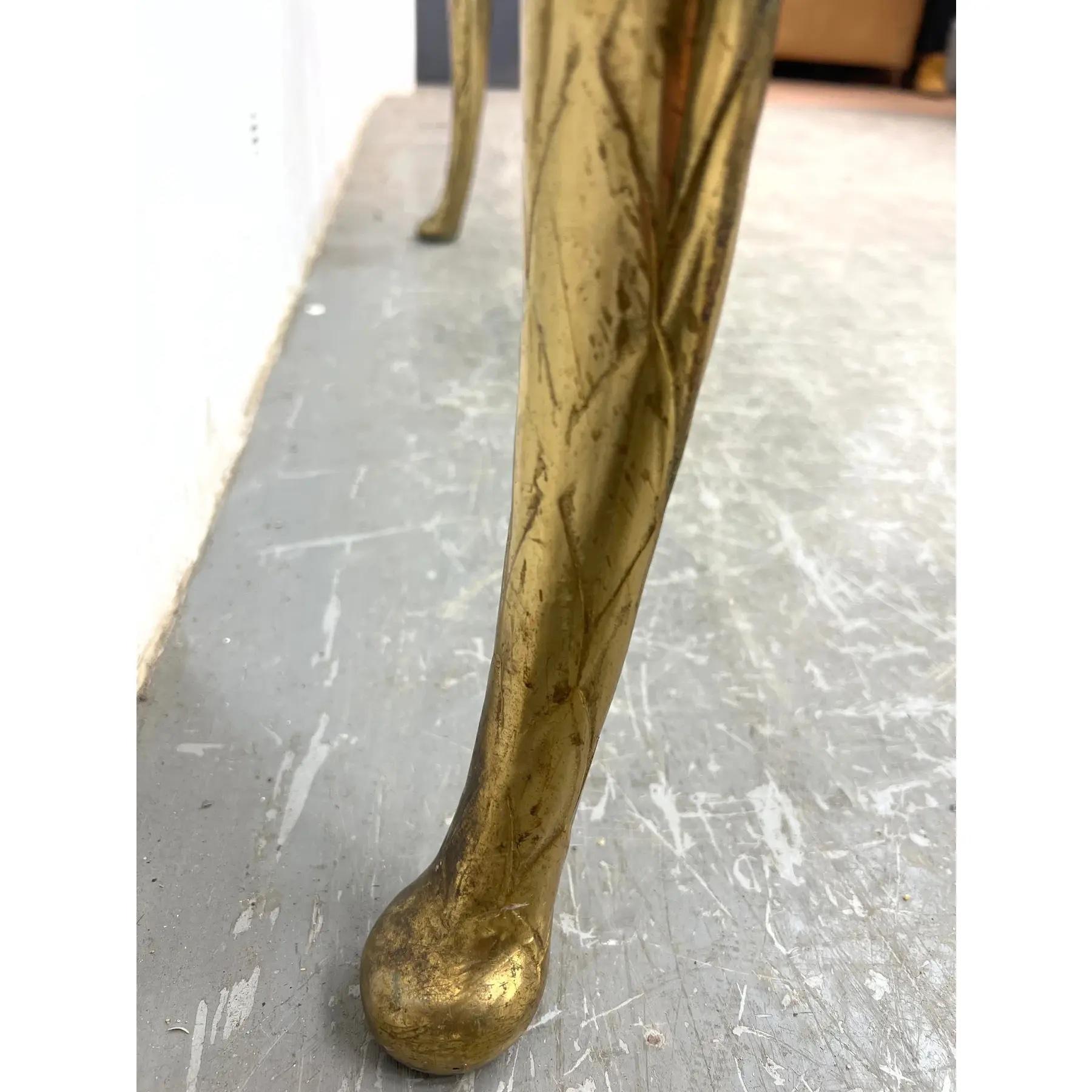 Mesa de centro de latón brillante de los años 70 al estilo de p.e. Guerin Norteamericano en venta