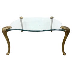 Mesa de centro de latón brillante de los años 70 al estilo de p.e. Guerin