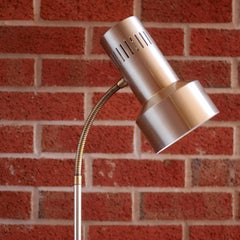 1970s Brass Gooseneck Reading Light Floorlamp