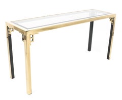 1970s Brass Greek Key Console Table