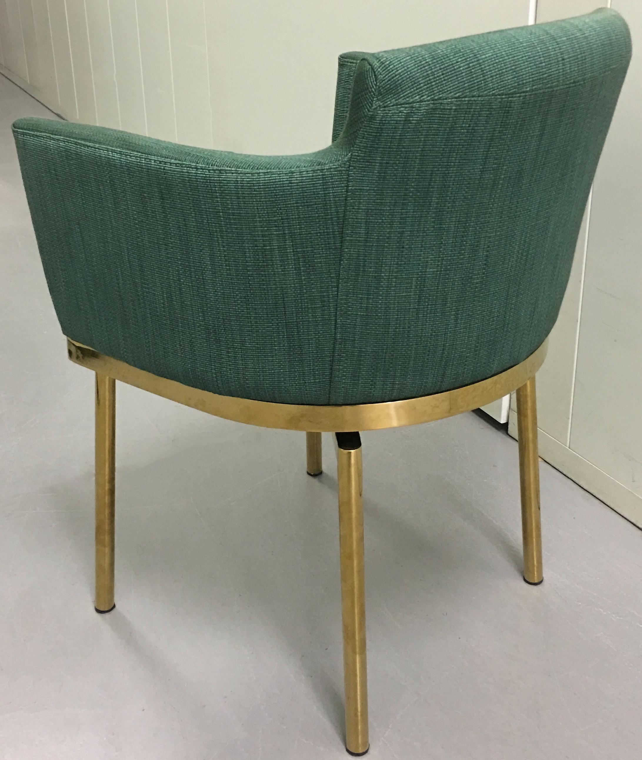 Late 20th Century Pair of 1970s Brass Italian Swivel Desk or Vanity Chairs