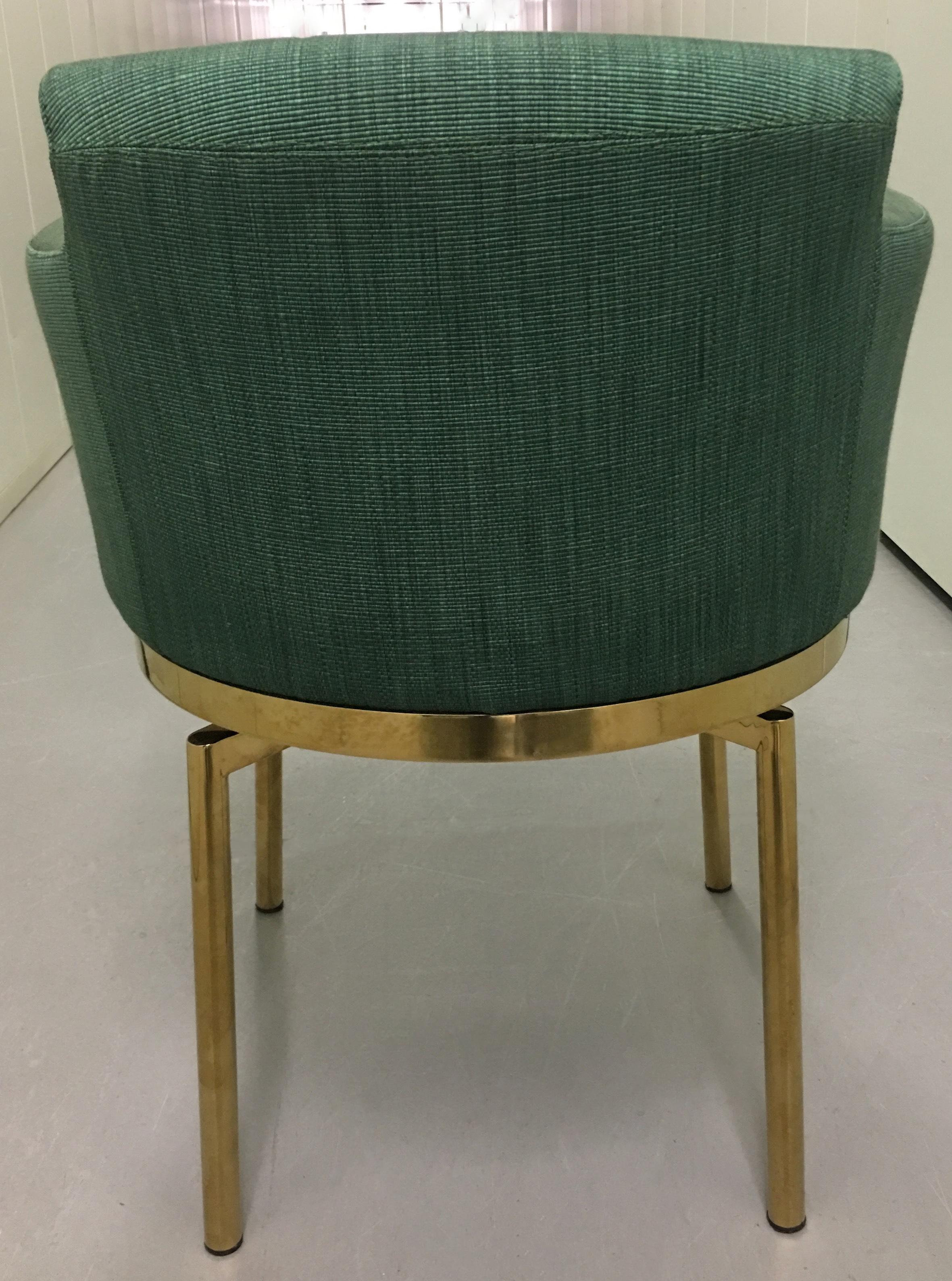 Pair of 1970s Brass Italian Swivel Desk or Vanity Chairs 1
