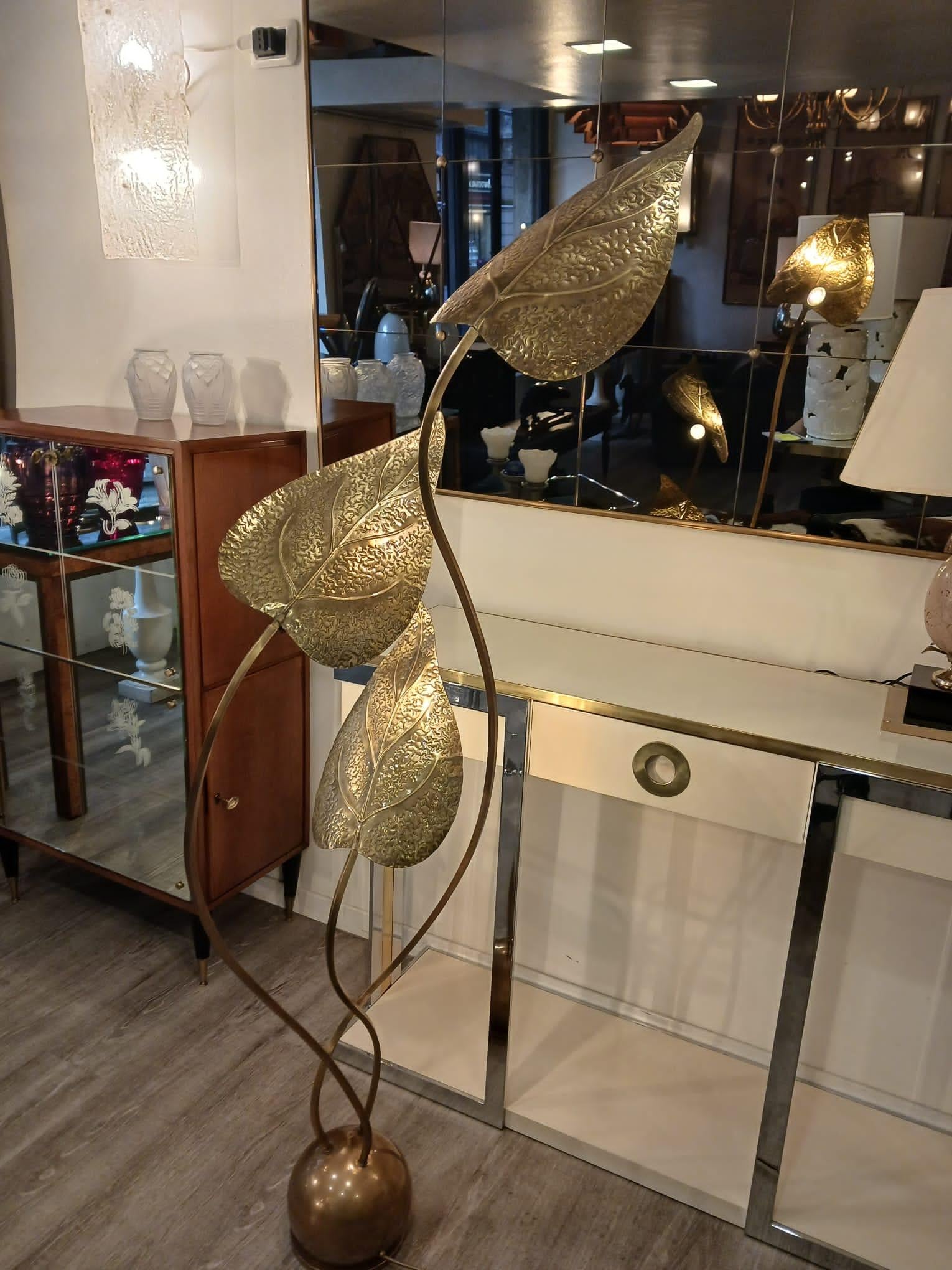 1970s Brass Leaves Floor Lamp  5