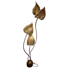 1970s Brass Leaves Floor Lamp