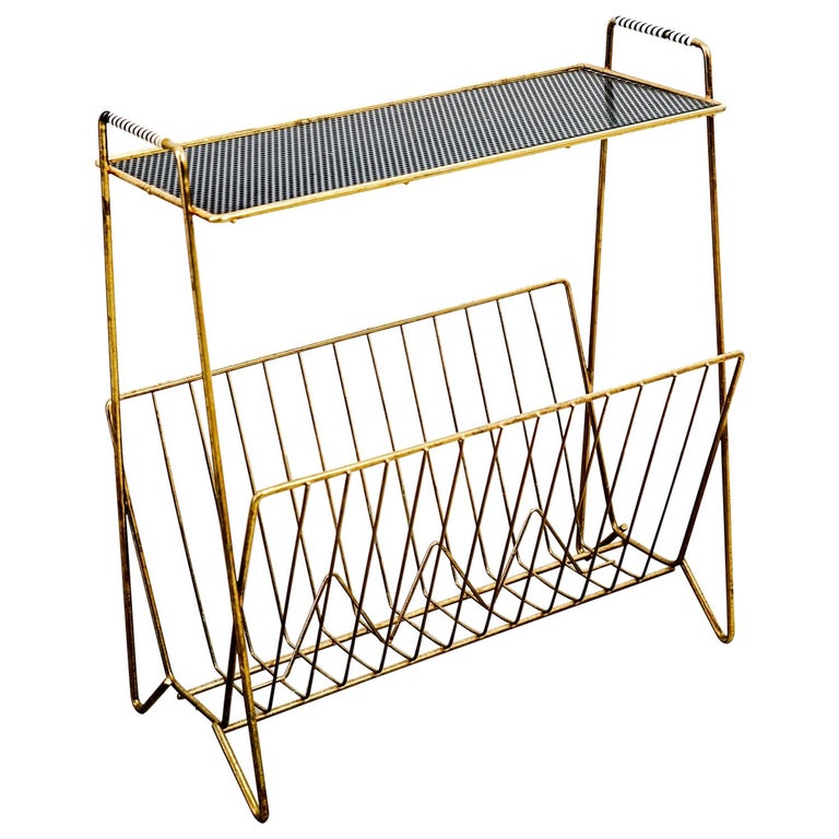 1970s Brass Magazine Rack at 1stDibs