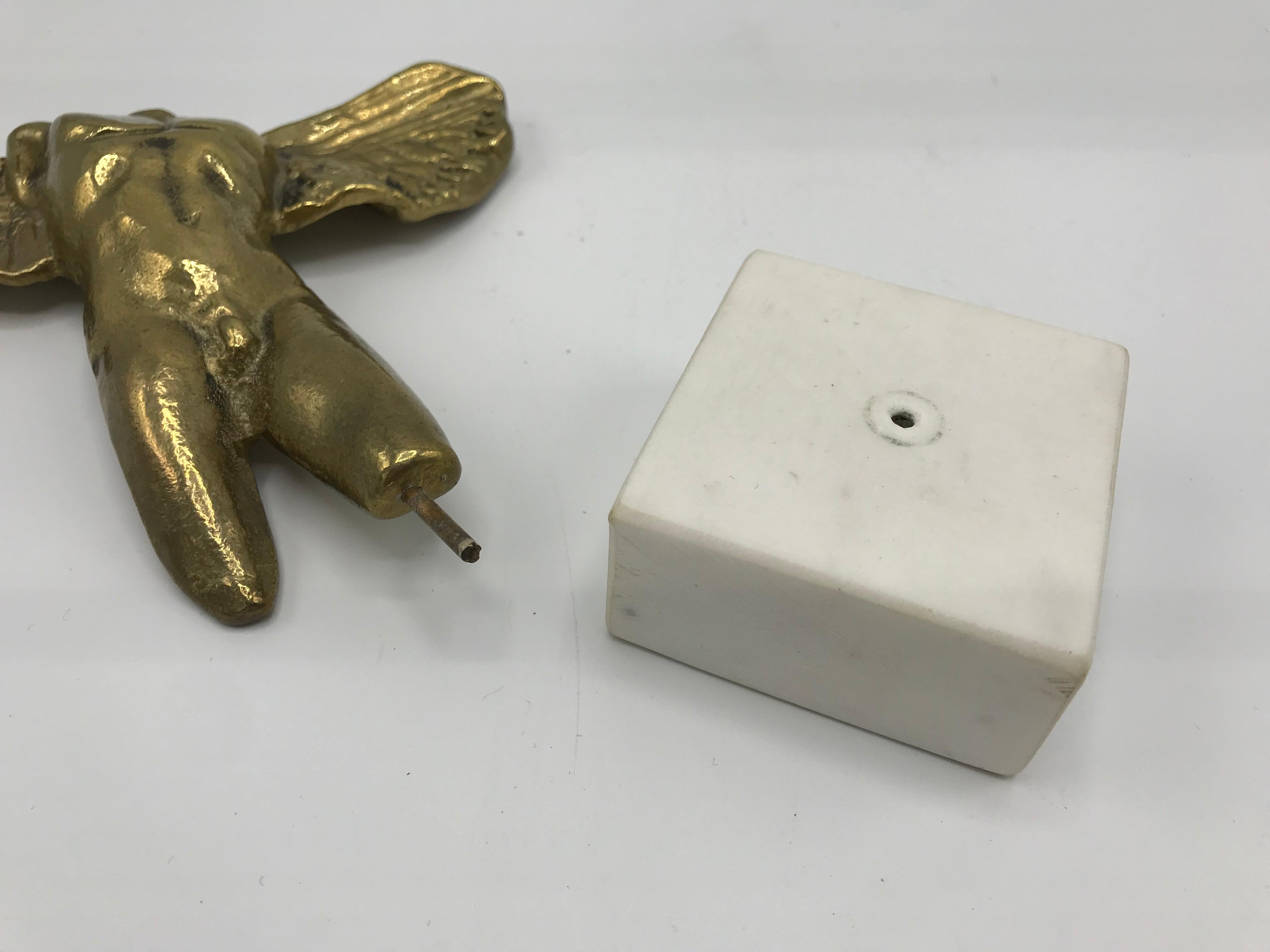 1970s Brass Male Angel Sculpture on Marble Base 6