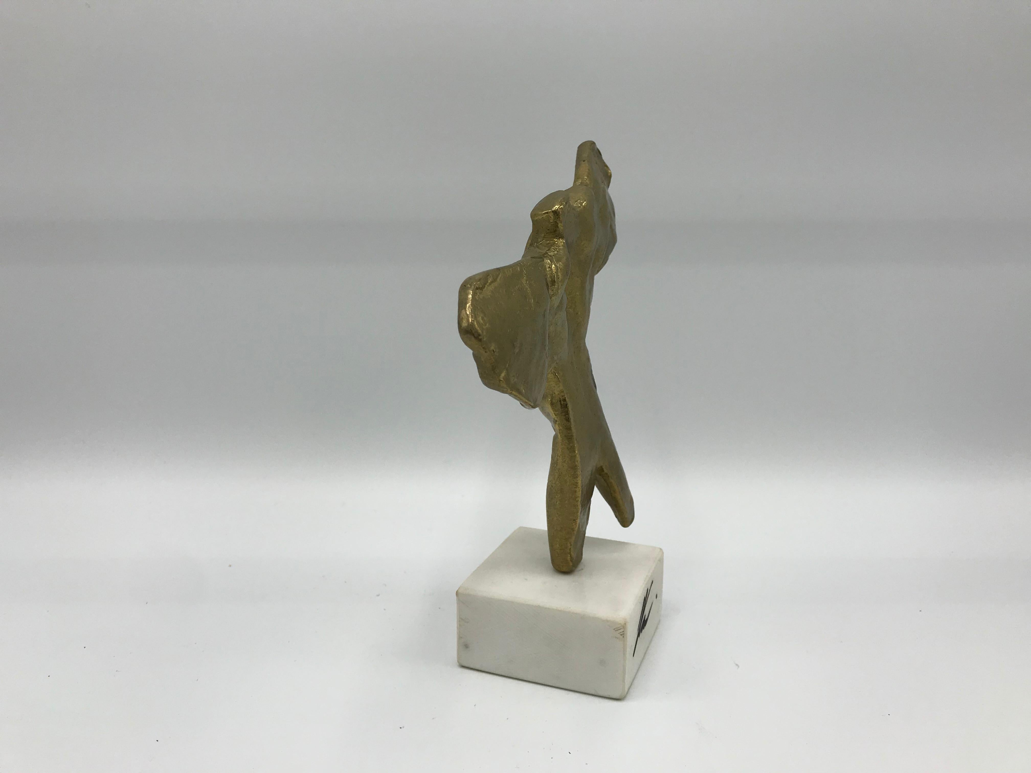 1970s Brass Male Angel Sculpture on Marble Base In Good Condition In Richmond, VA