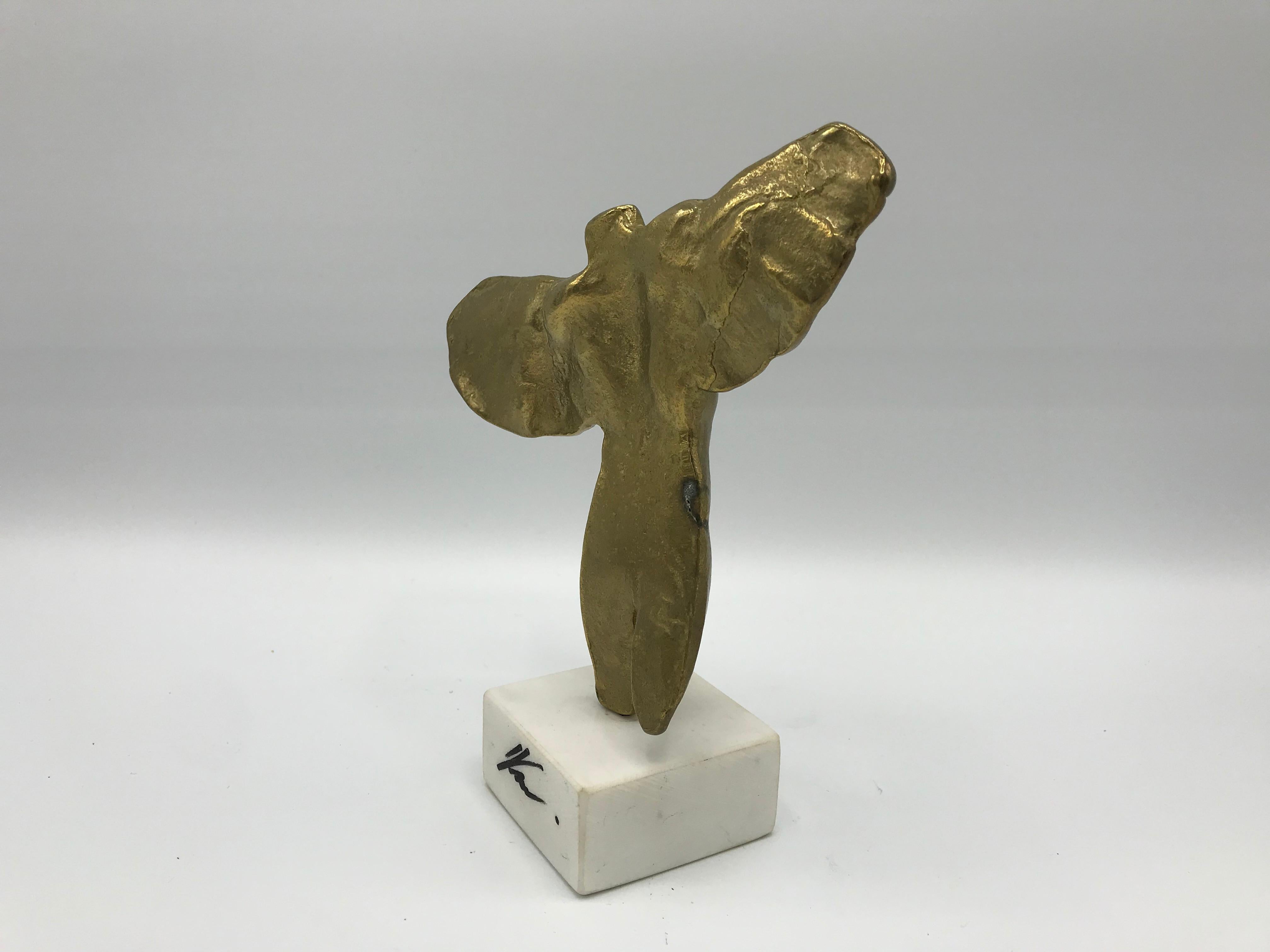 1970s Brass Male Angel Sculpture on Marble Base 2