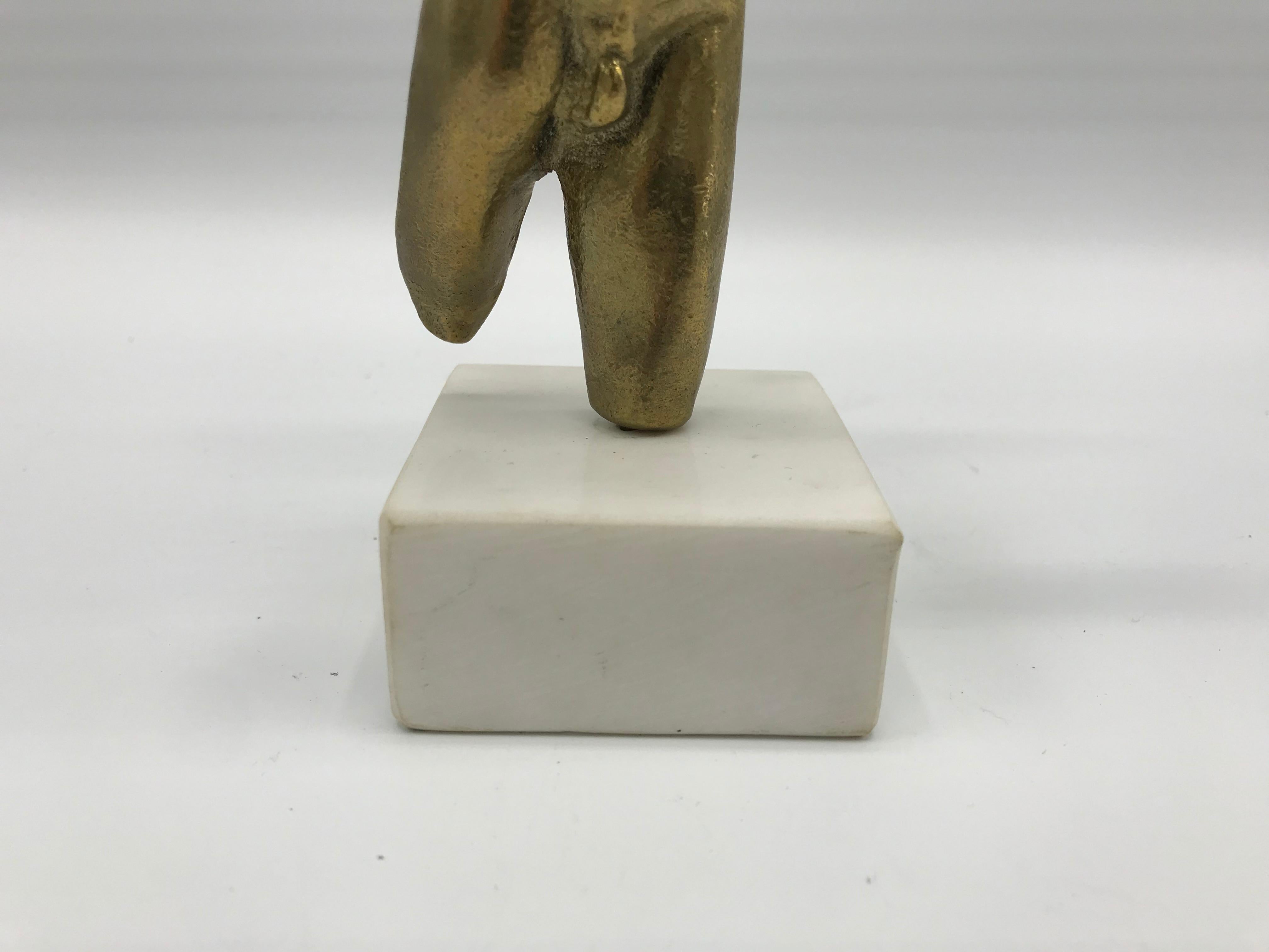 1970s Brass Male Angel Sculpture on Marble Base 5