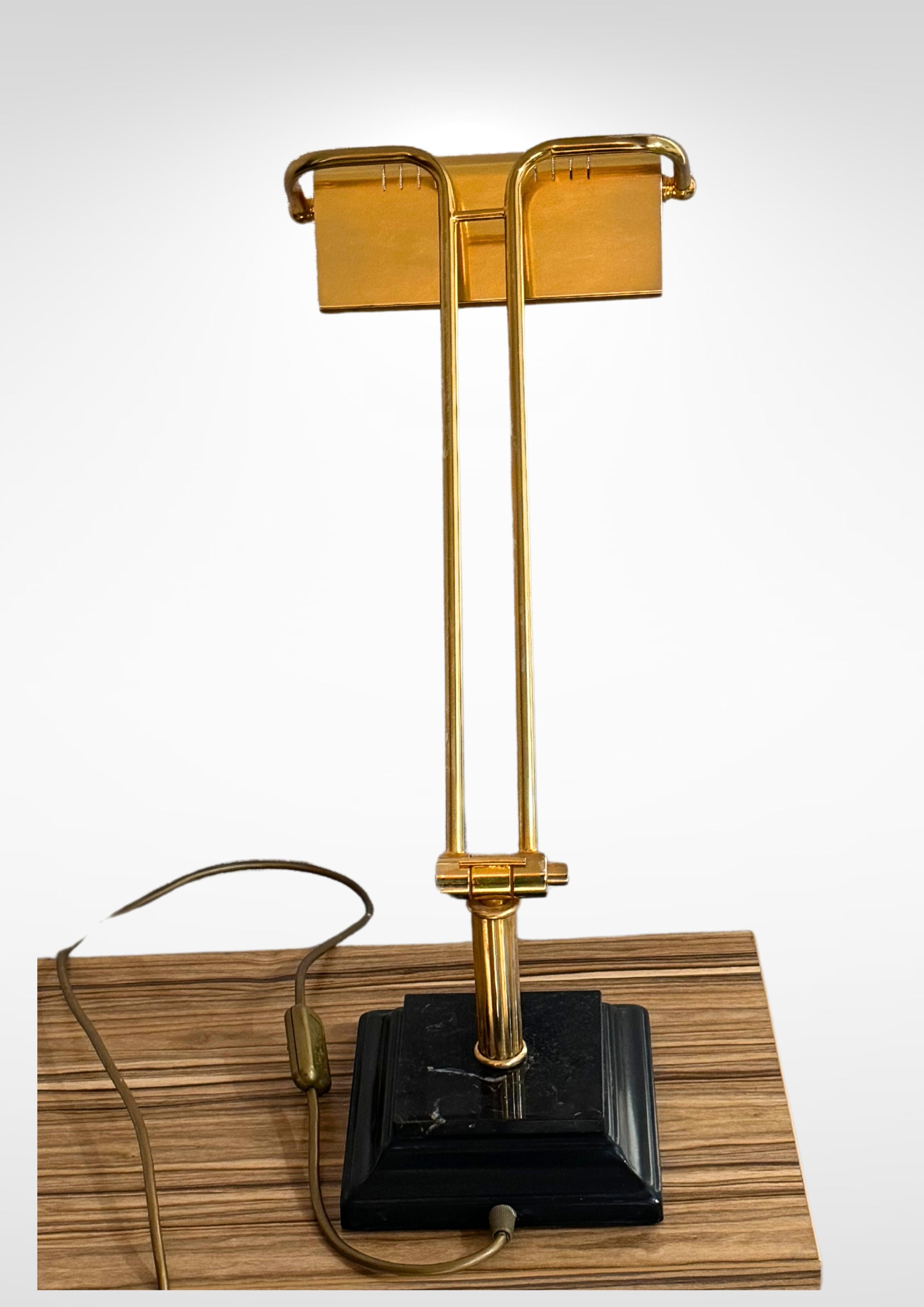 1970s Brass & Marble Articulated Desk Lamp // Italian Angle-poise Reading Light 5
