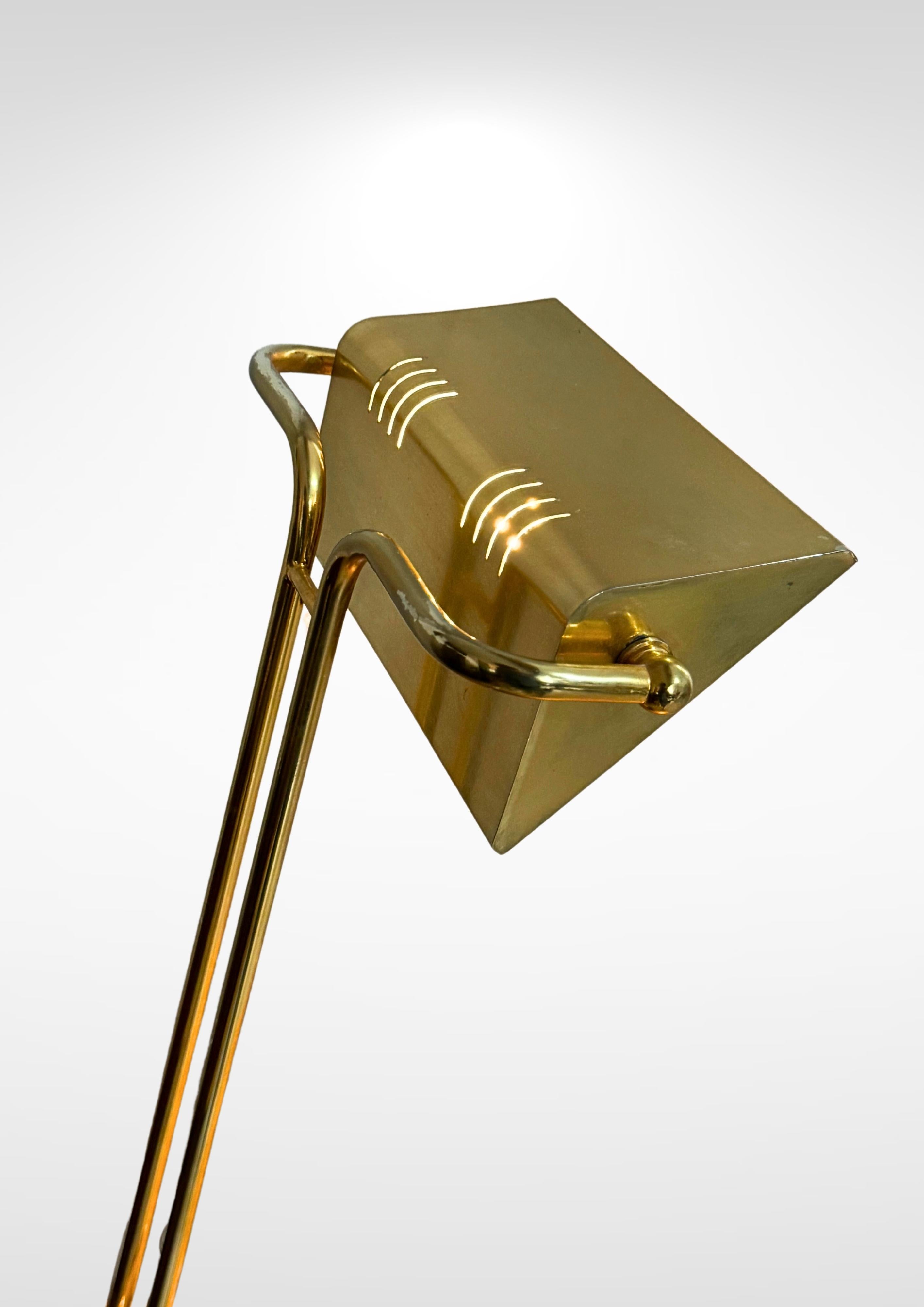 1970s Brass & Marble Articulated Desk Lamp // Italian Angle-poise Reading Light 2