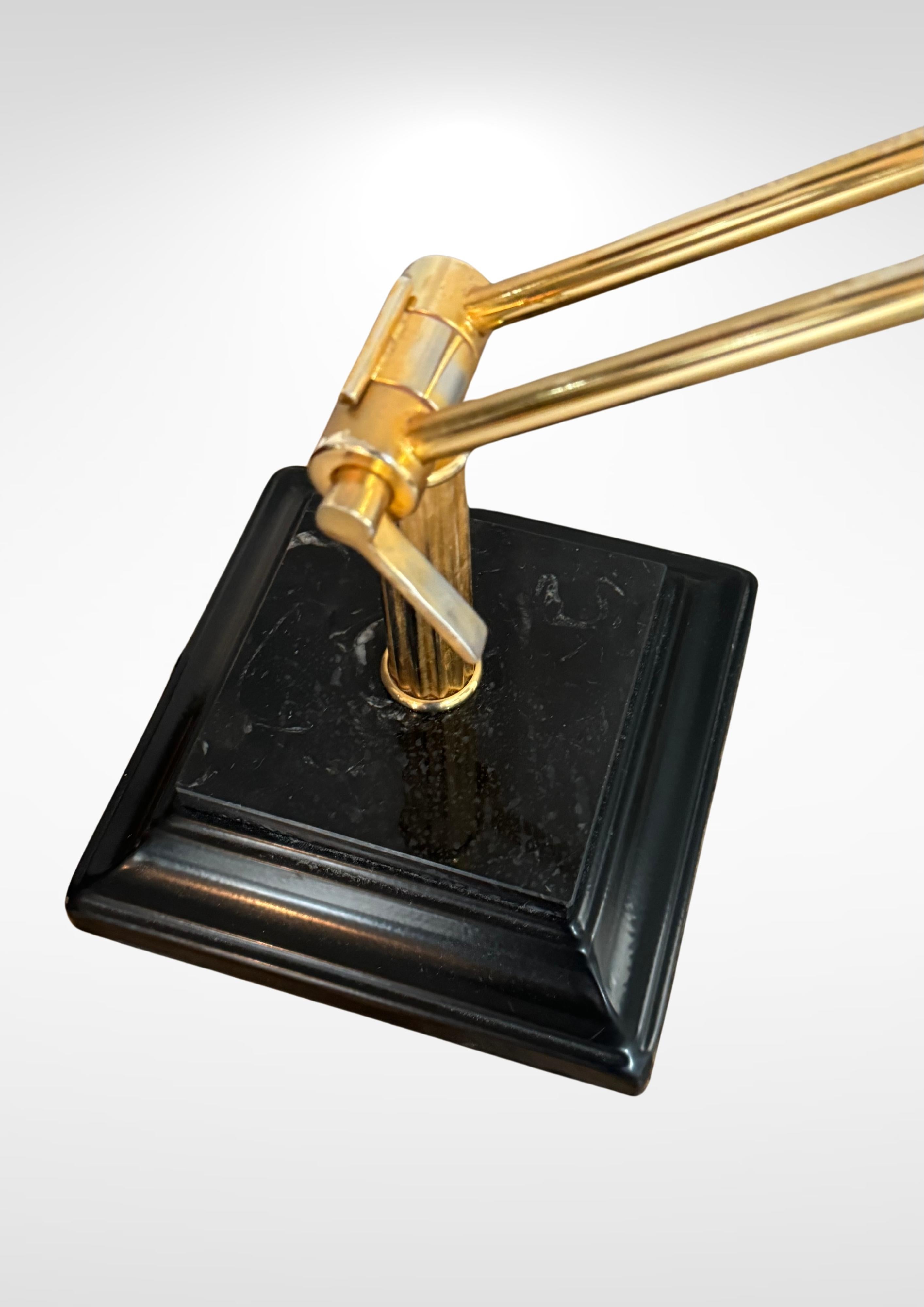 1970s Brass & Marble Articulated Desk Lamp // Italian Angle-poise Reading Light 3