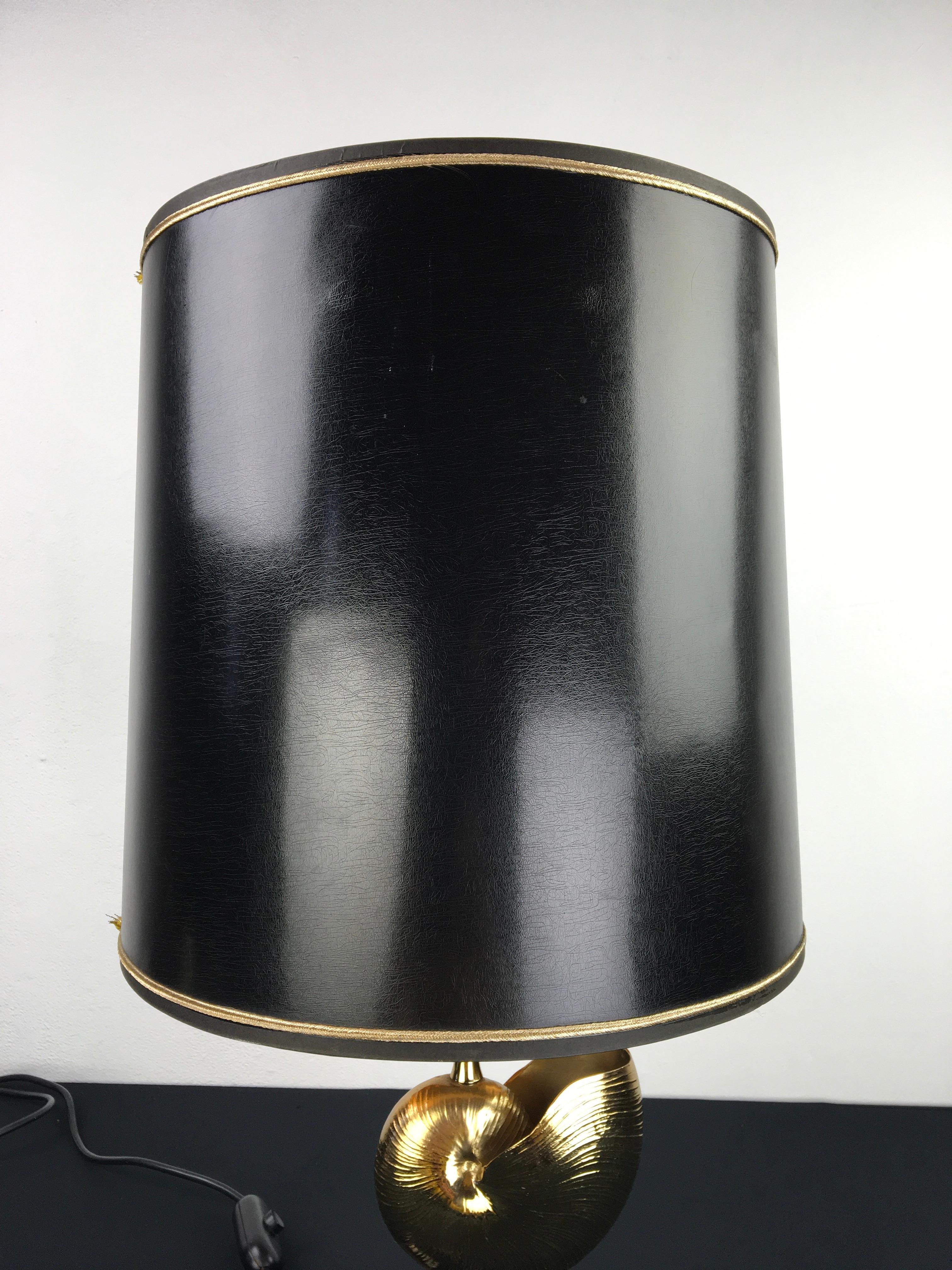 1970s Brass Nautilus Shell Table Lamp For Sale 6