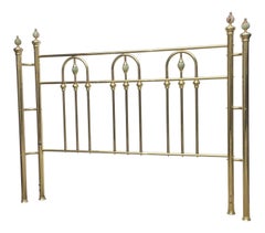 1970s Brass & Onyx California King Bed Head & Foot Board by Wesley Allen