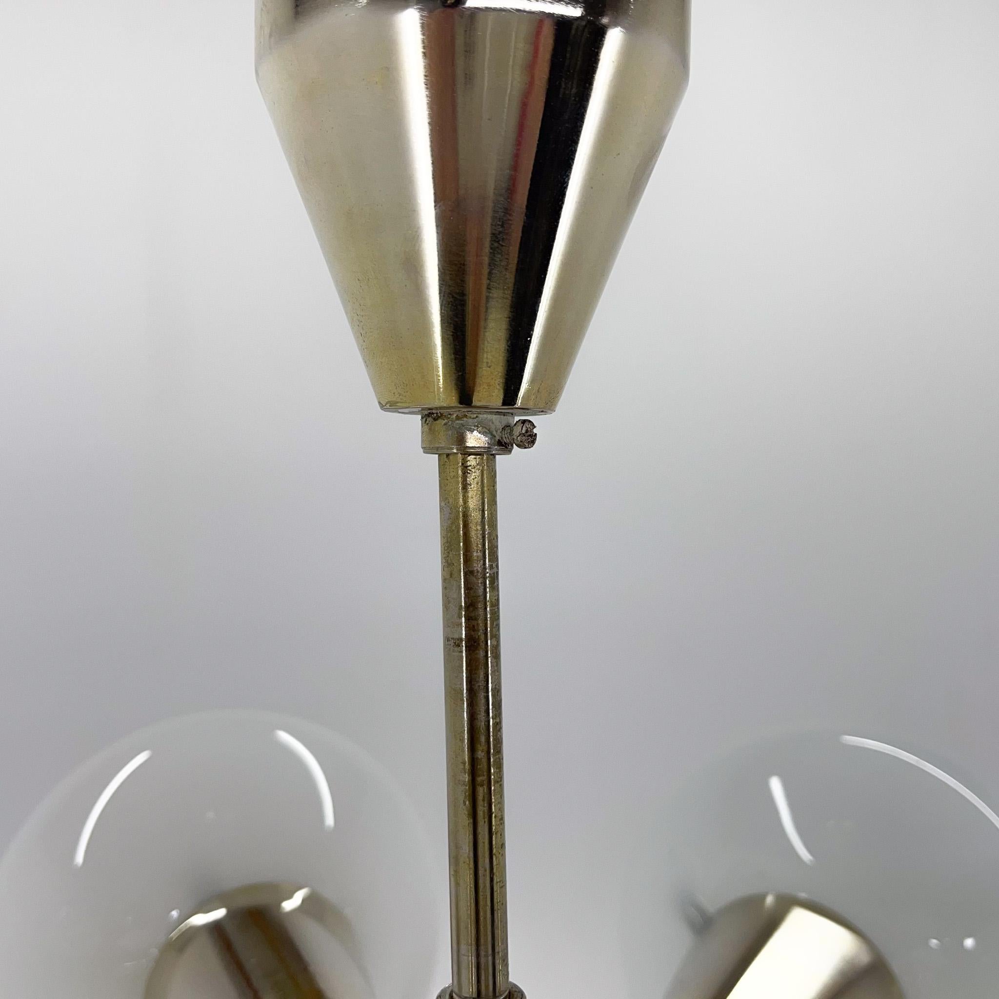1970s Brass & Opaline Glass Sputnik Chandelier by Kamenicky Senov 2