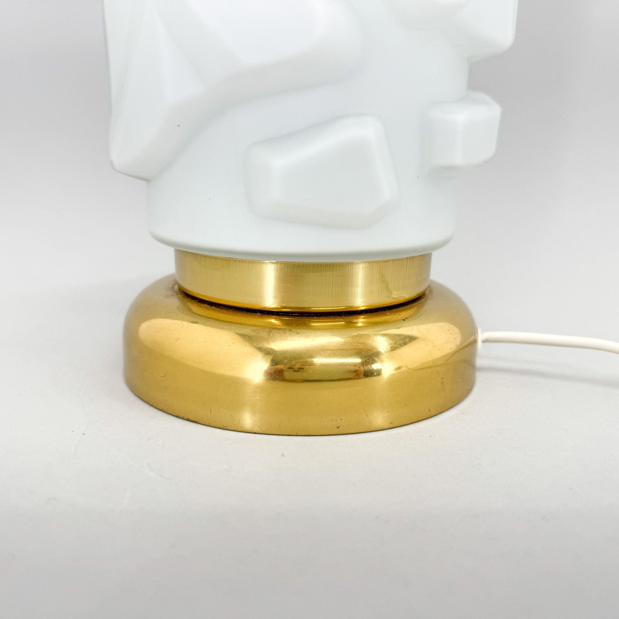 1970s Brass & Opaline Glass Table Lamp, Czechoslovakia In Good Condition For Sale In Praha, CZ
