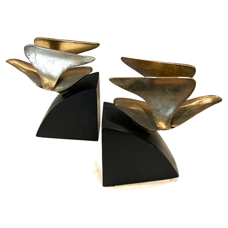 1970's Brass Pair of Bookends For Sale at 1stDibs