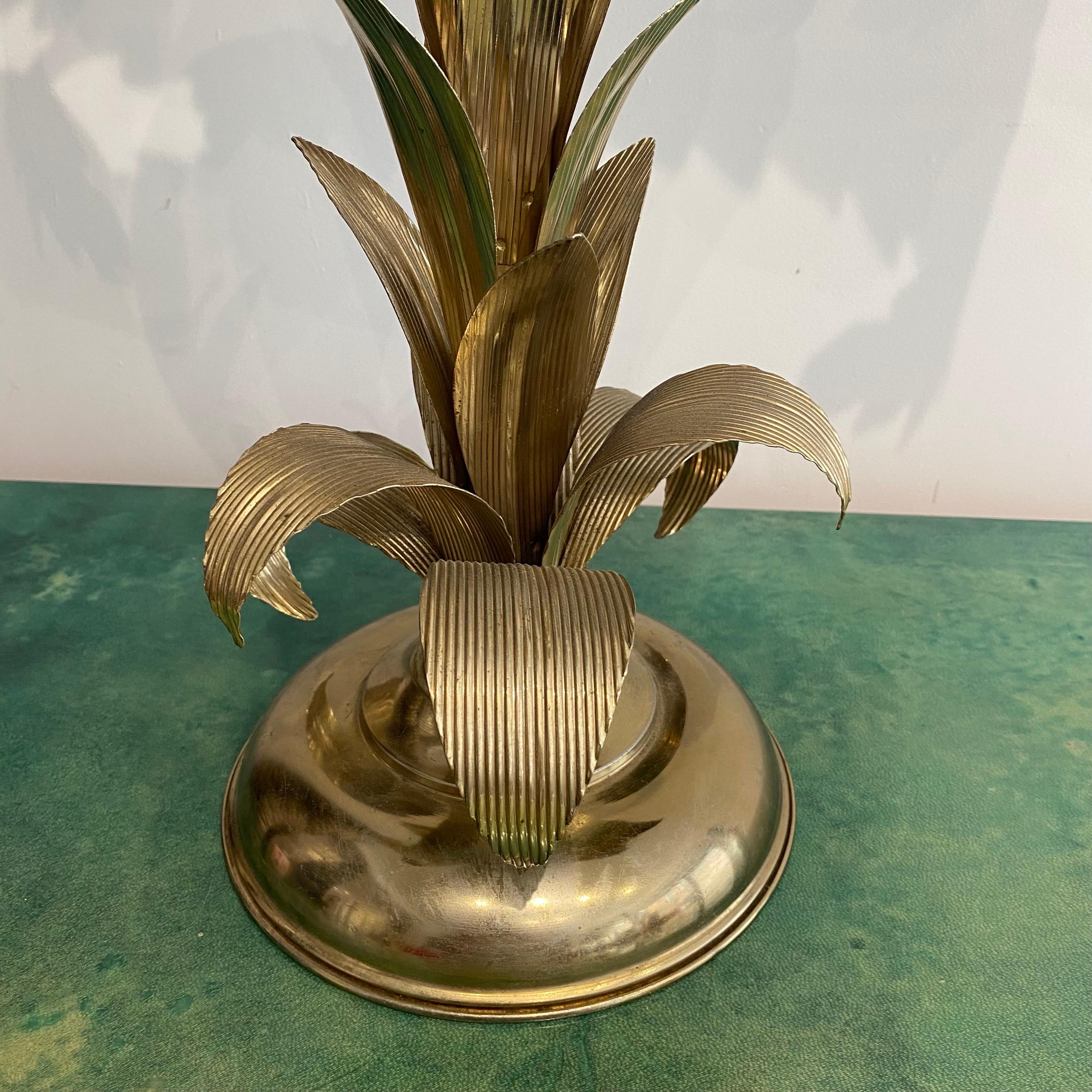 1970s Brass Palm Tree Table Lamp Hollywood Regency Art Deco #2 Maison Jansen  For Sale 5