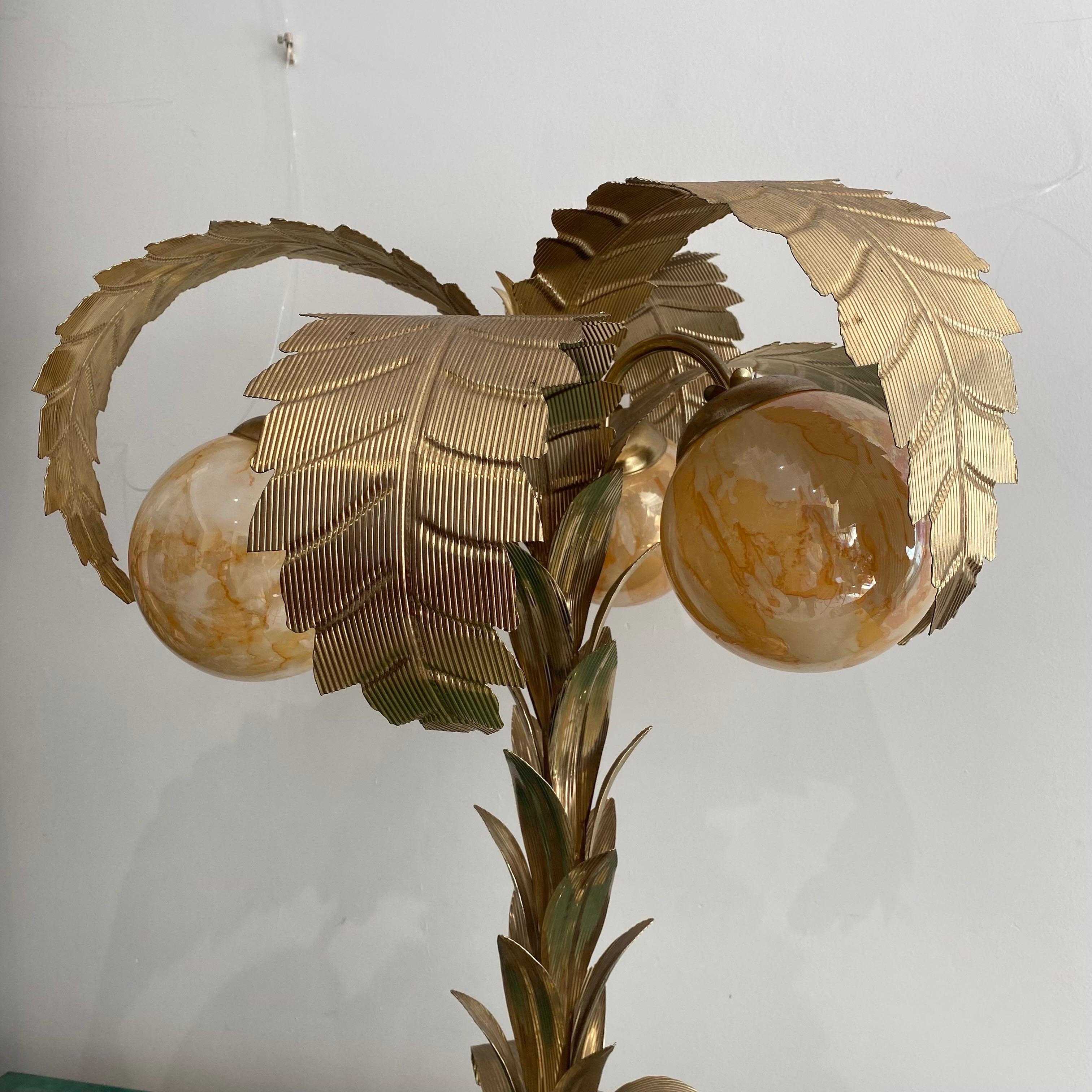 1970s Brass Palm Tree Table Lamp Hollywood Regency Art Deco #2 Maison Jansen  For Sale 2