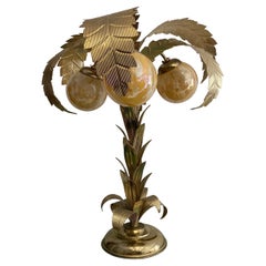 1970s Brass Palm Tree Table Lamp Hollywood Regency Art Deco #2 Maison Jansen