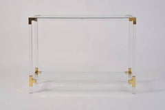 1970s Brass, Perspex and Glass Top Console Table