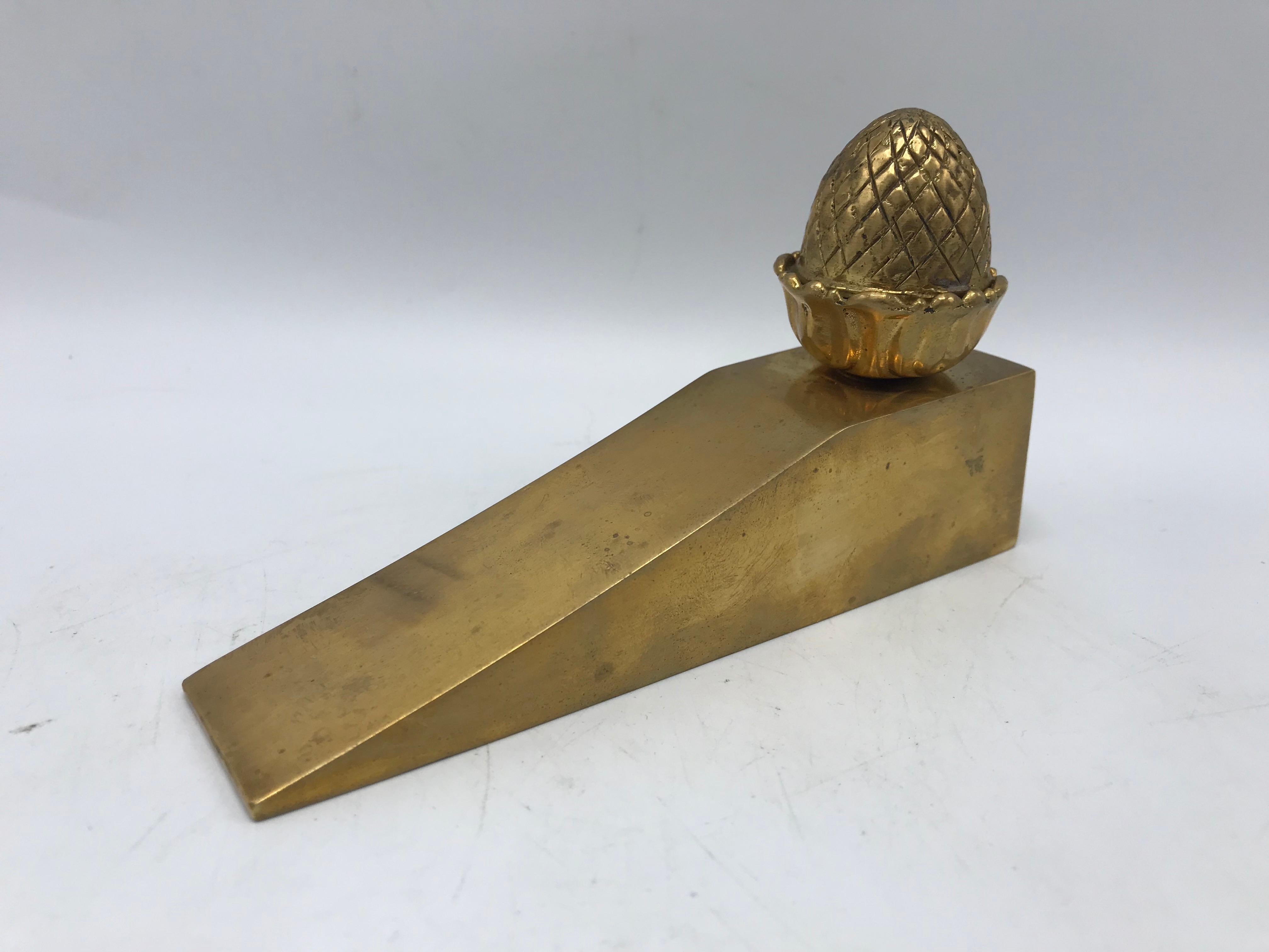 20th Century 1970s Brass Pineapple Doorstop