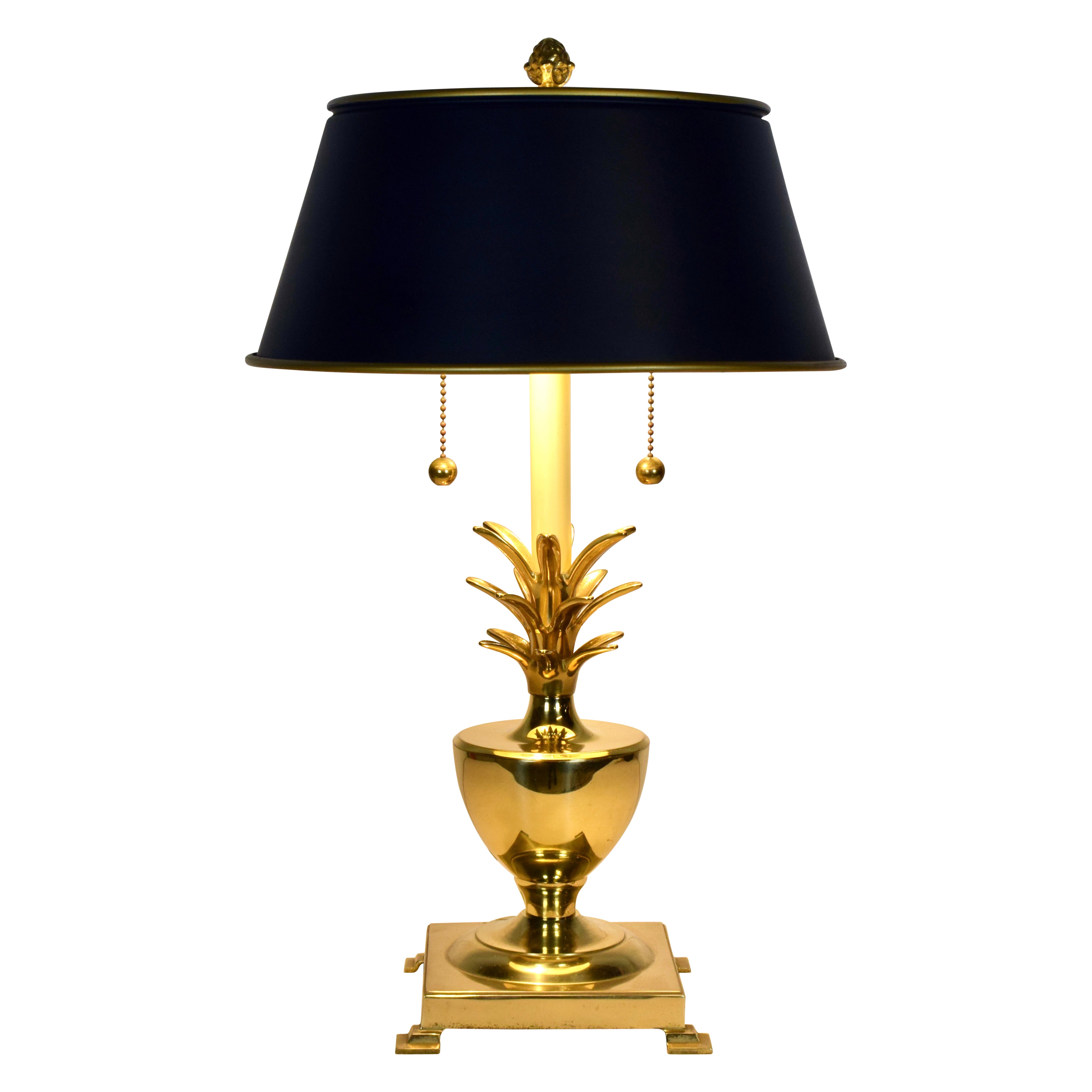 1970s Brass Pineapple Table Lamp by Virginia Metalcrafters, USA