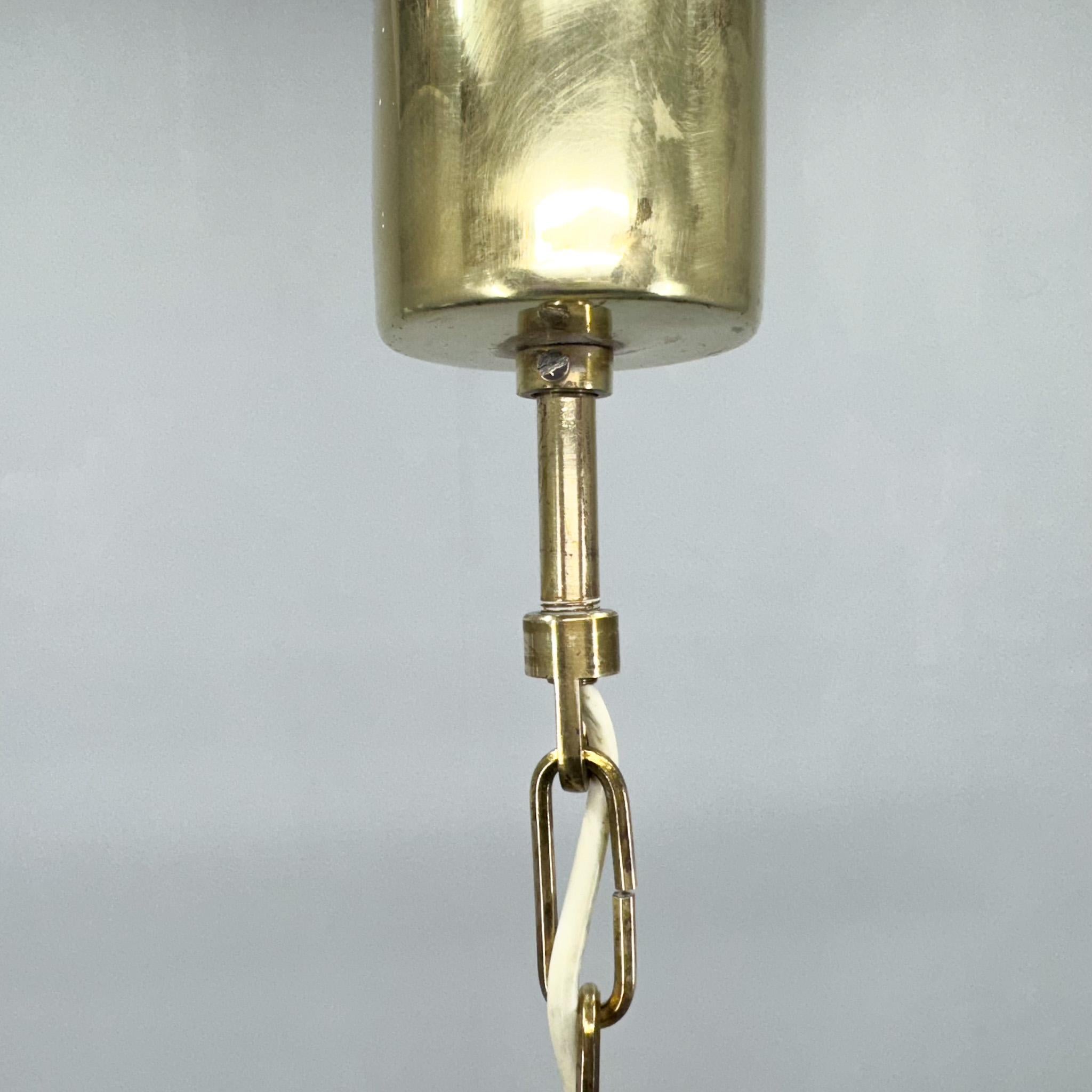 Lampadario in ottone e vetro pressato degli anni '70, Cecoslovacchia in vendita 3