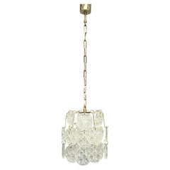 1970s Brass & Pressed Glass Chandelier, Czechoslovakia