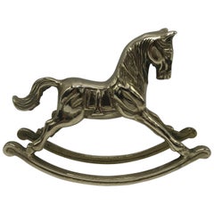 Vintage 1970s Brass Rocking Horse Sculpture
