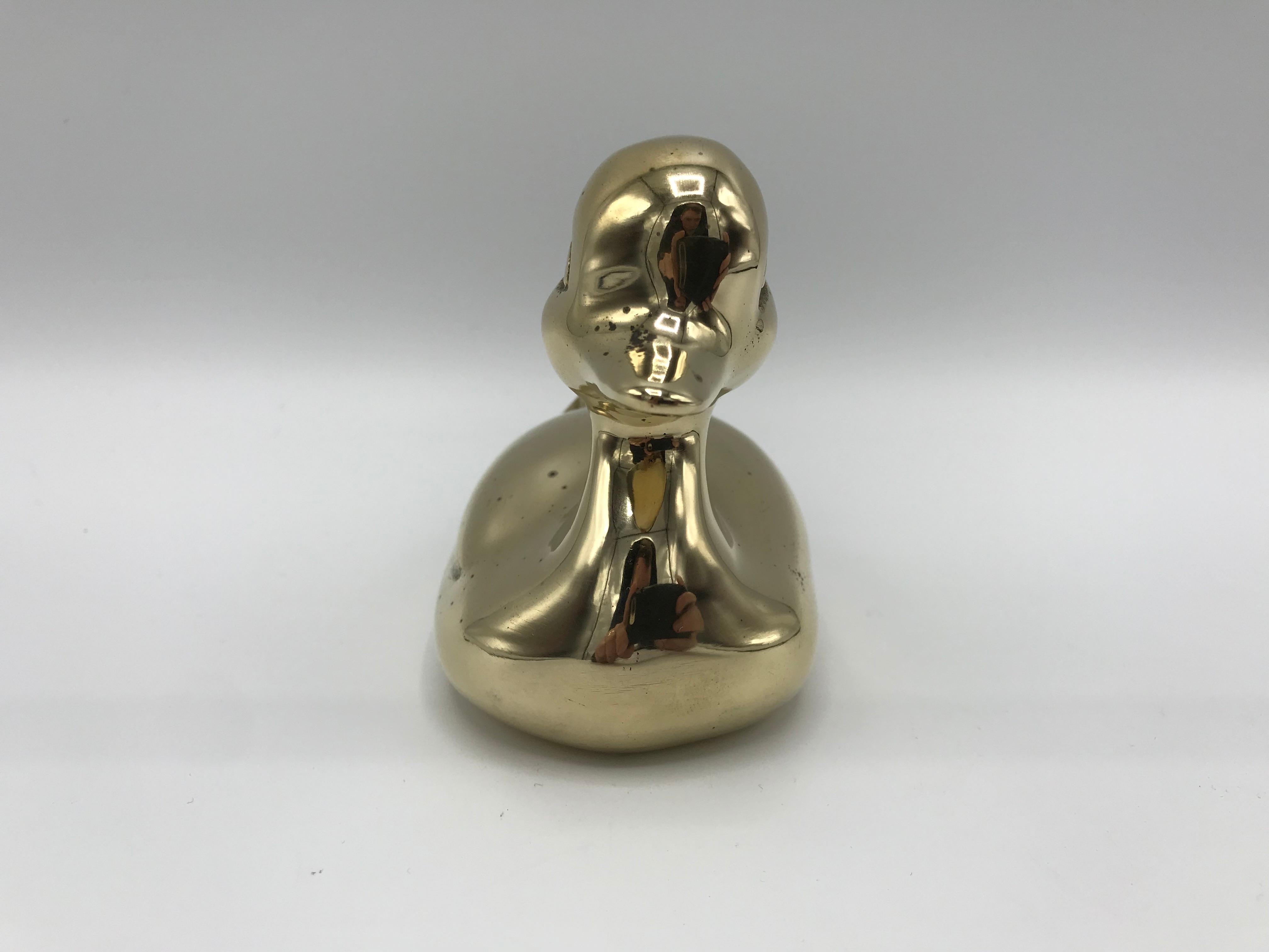 Polished 1970s Brass Rubber Duck Sculpture