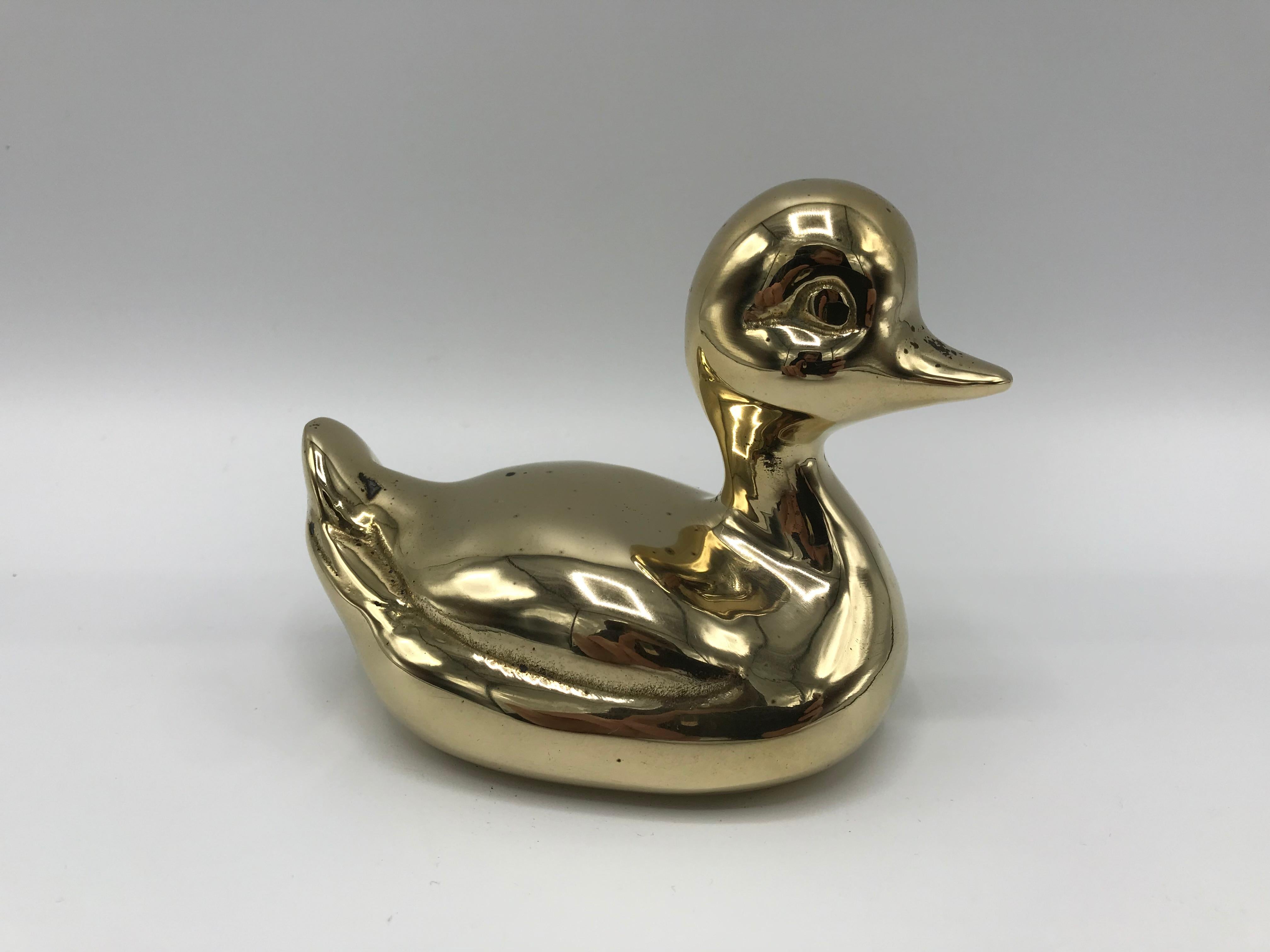 1970s Brass Rubber Duck Sculpture In Good Condition In Richmond, VA