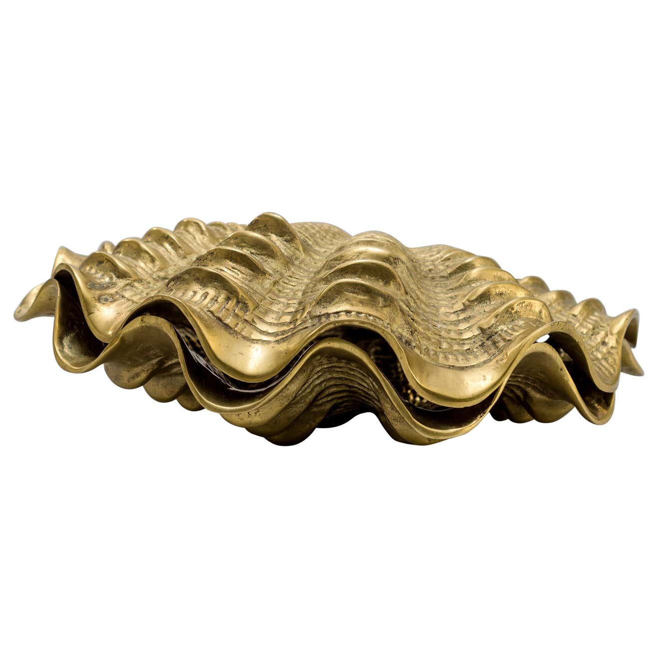 1970s Brass Shell Box For Sale at 1stDibs
