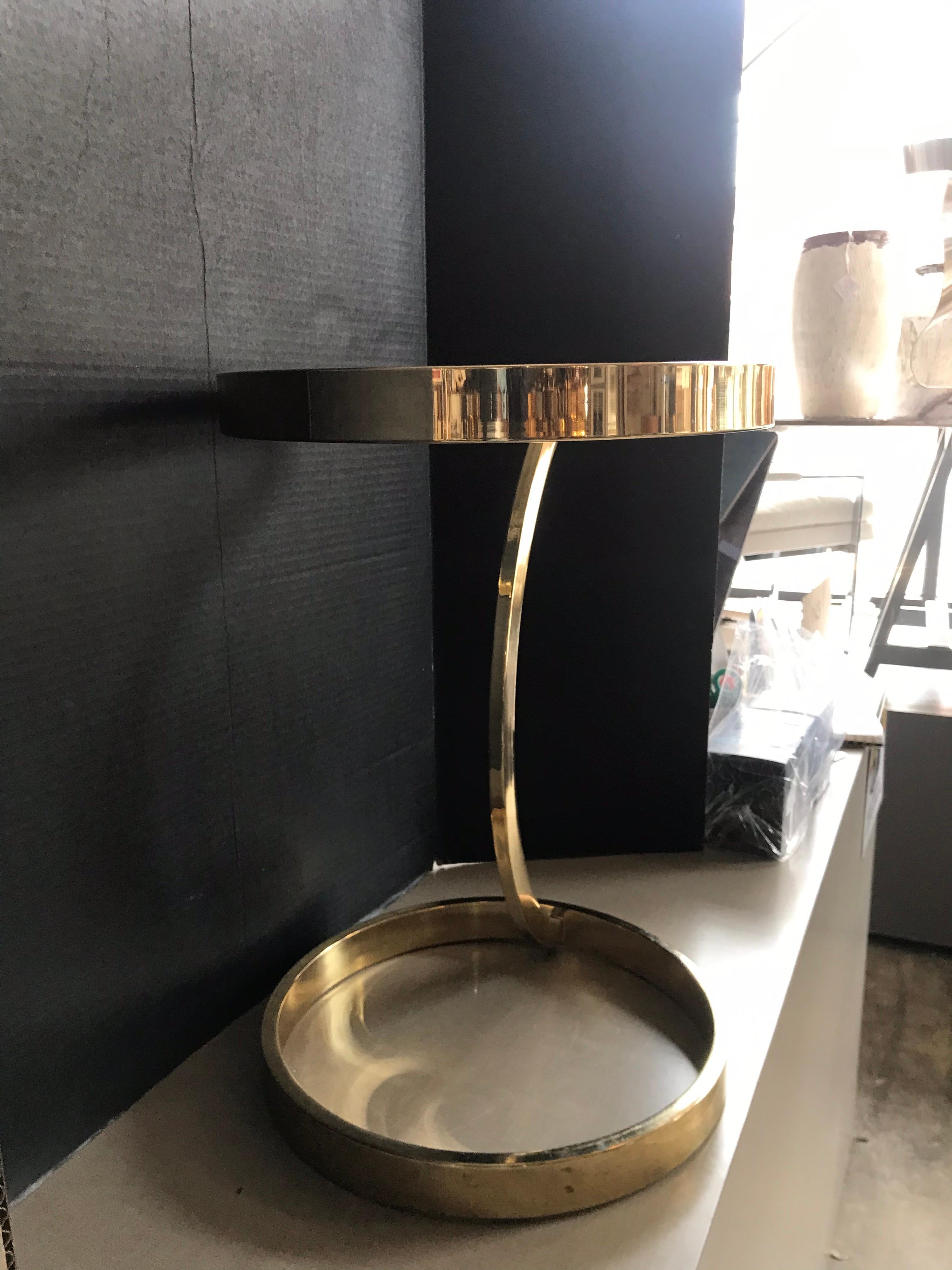 1970s Brass Small Side Table in Style of Milo Baughman In Fair Condition In Chicago, IL