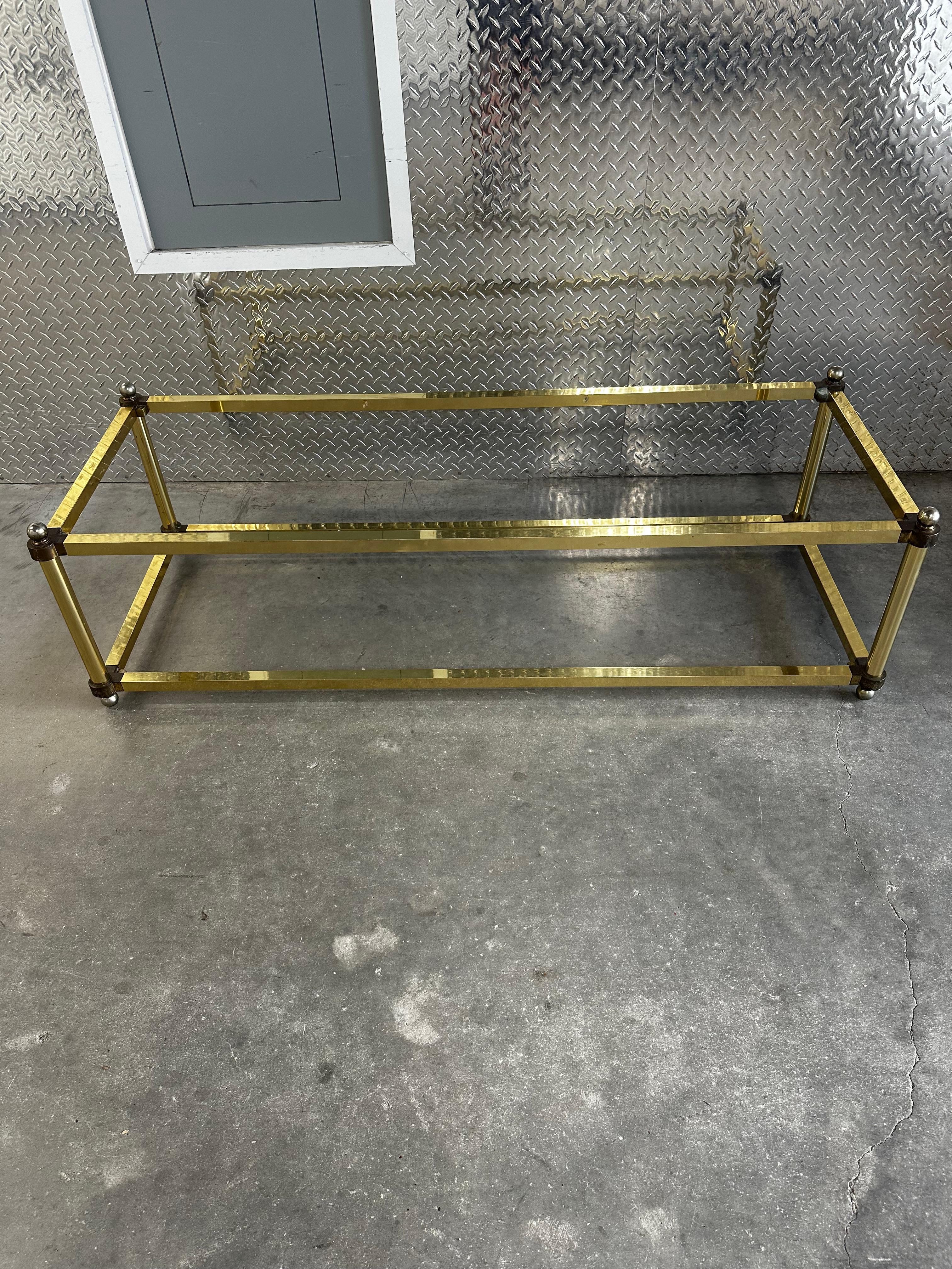 1970s Brass Smoked Glass Jansen Italian Rectangular Coffee Table For Sale 8