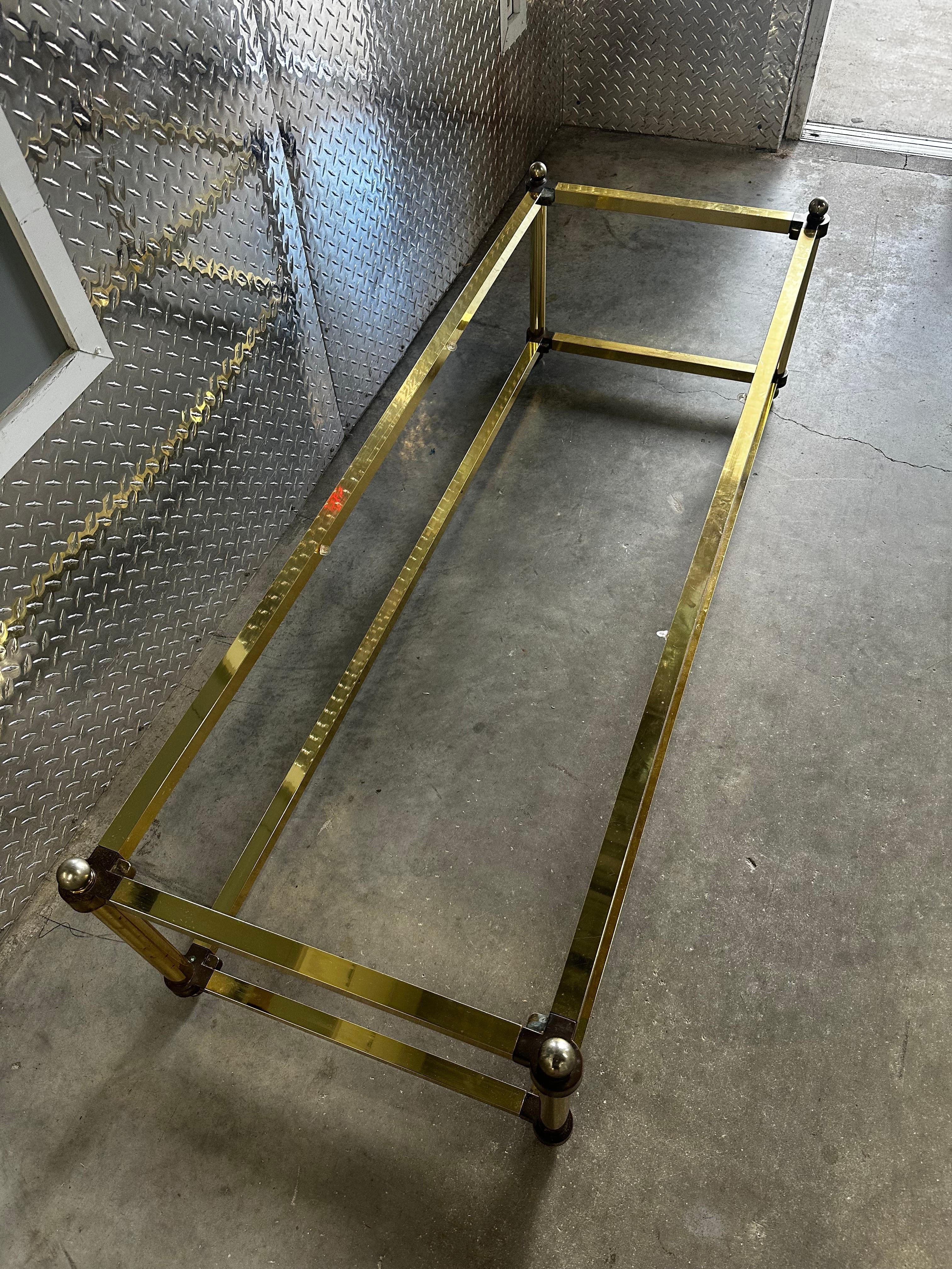 1970s Brass Smoked Glass Jansen Italian Rectangular Coffee Table For Sale 9