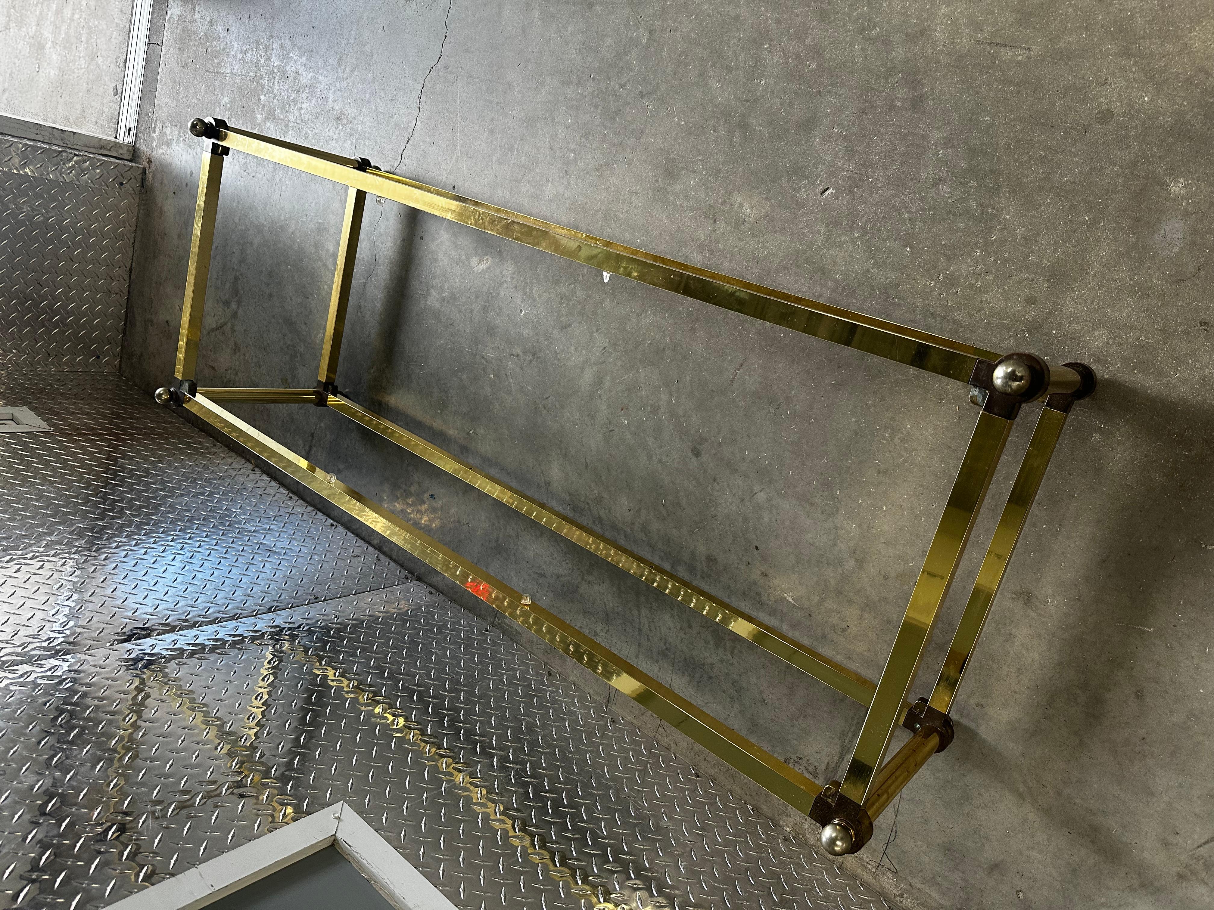 1970s Brass Smoked Glass Jansen Italian Rectangular Coffee Table For Sale 9
