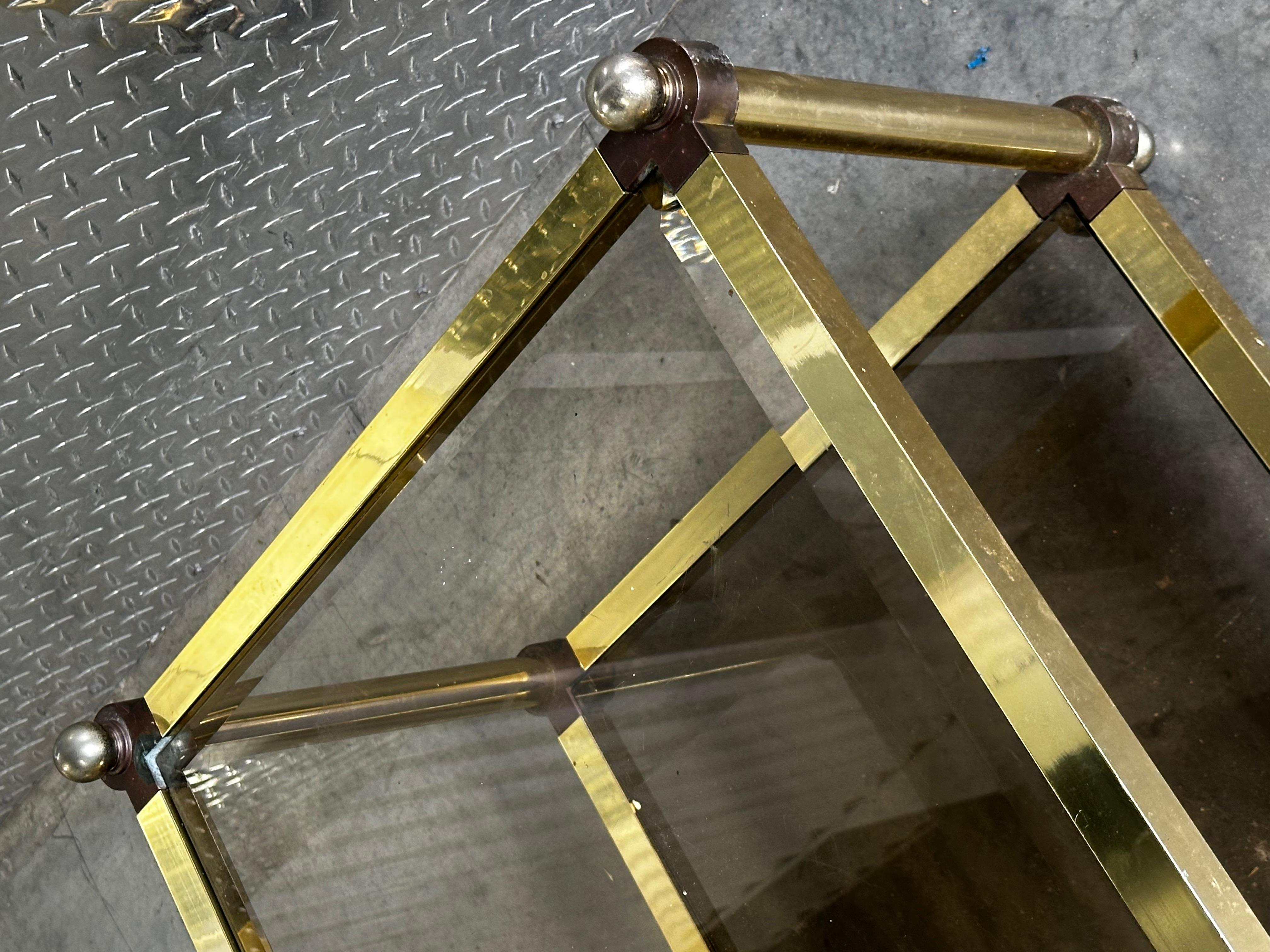 1970s Brass Smoked Glass Jansen Italian Rectangular Coffee Table For Sale 11