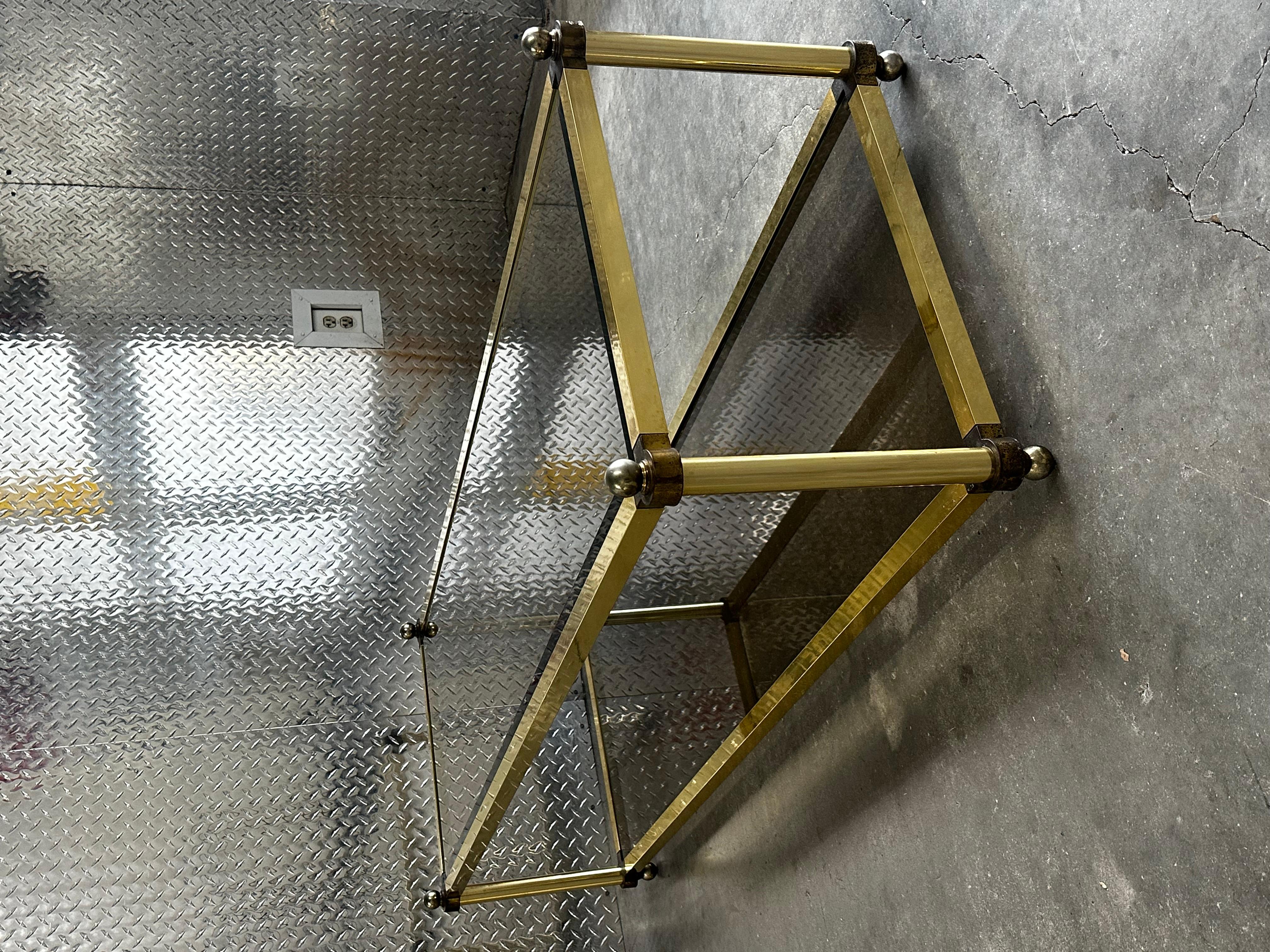 1970s Brass Smoked Glass Jansen Italian Rectangular Coffee Table For Sale 4